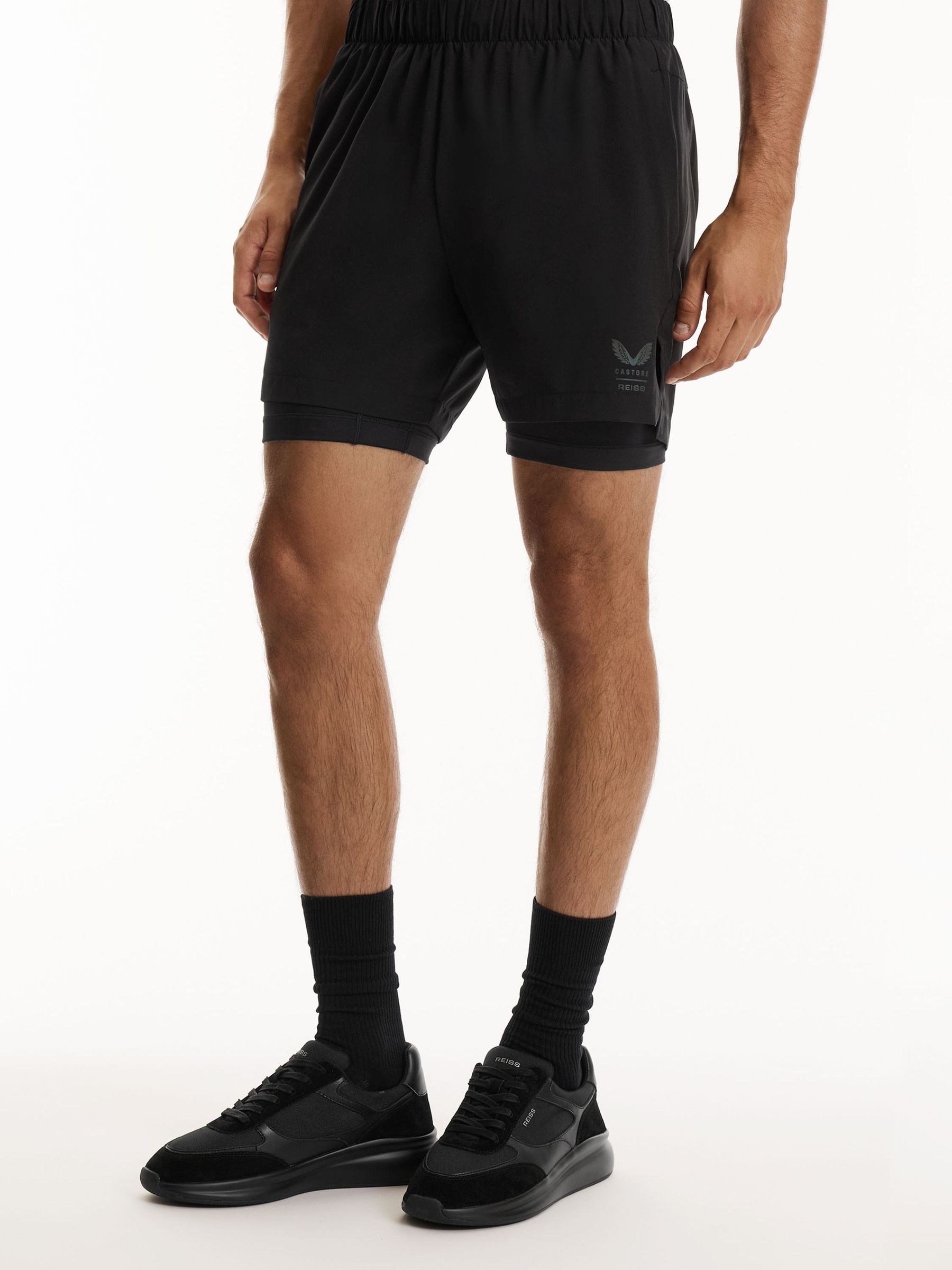 Reiss | Castore 2-in-1 Technical Training Shorts in Black - Image 5 de 10