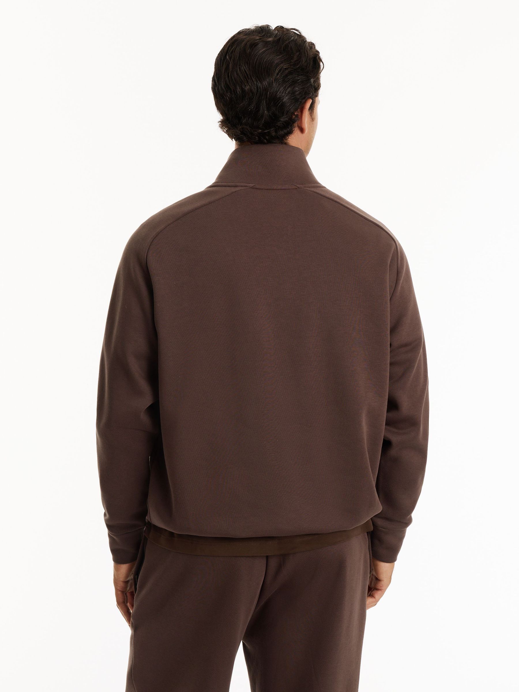 Reiss | Castore Sweat-shirt décontracté à col zippé marron - Image 6 de 8