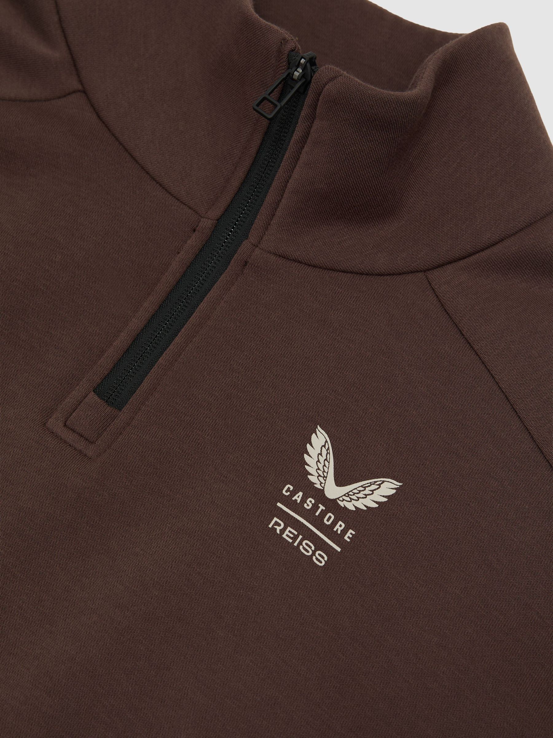Reiss | Castore Sweat-shirt décontracté à col zippé marron - Image 8 de 8