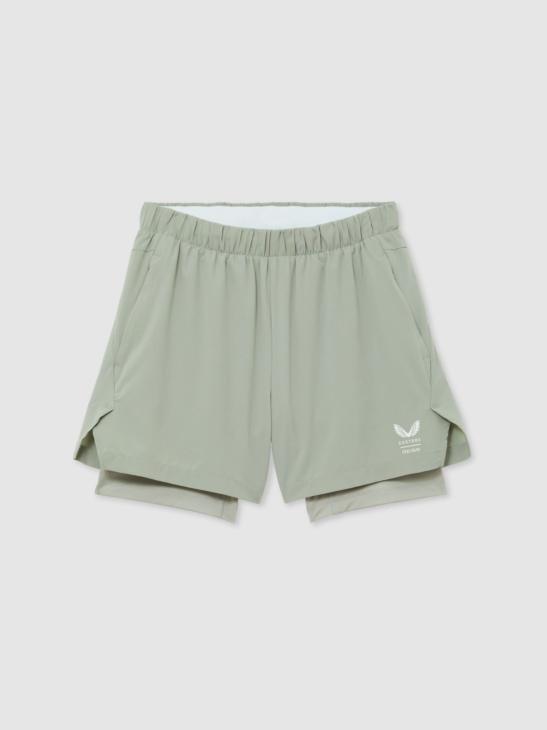 Reiss | Castore 2-in-1 Technical Training Shorts in Light Green - Image 11 de 11