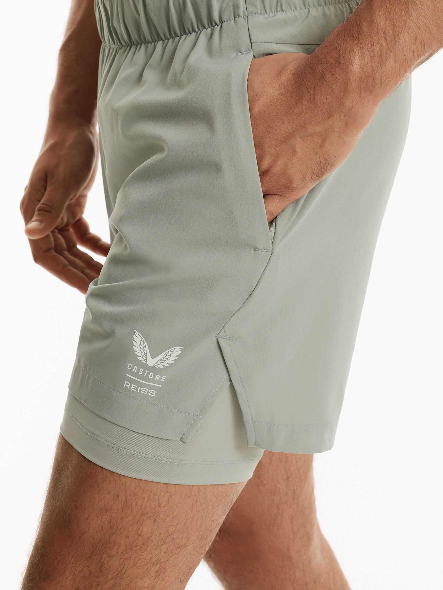 Reiss | Castore 2-in-1 Technical Training Shorts in Light Green - Image 7 de 11