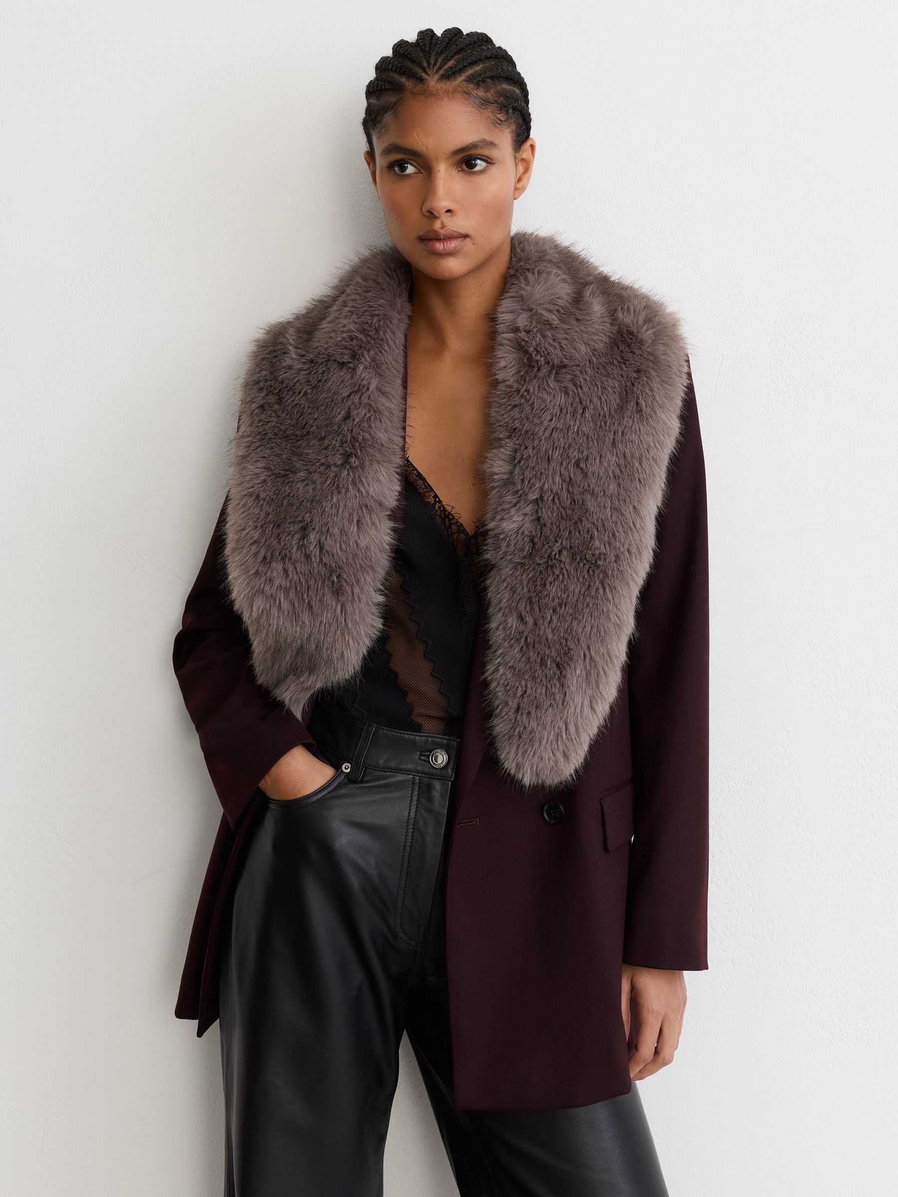 Faux-Fur Collar in Taupe - Image 1 of 5
