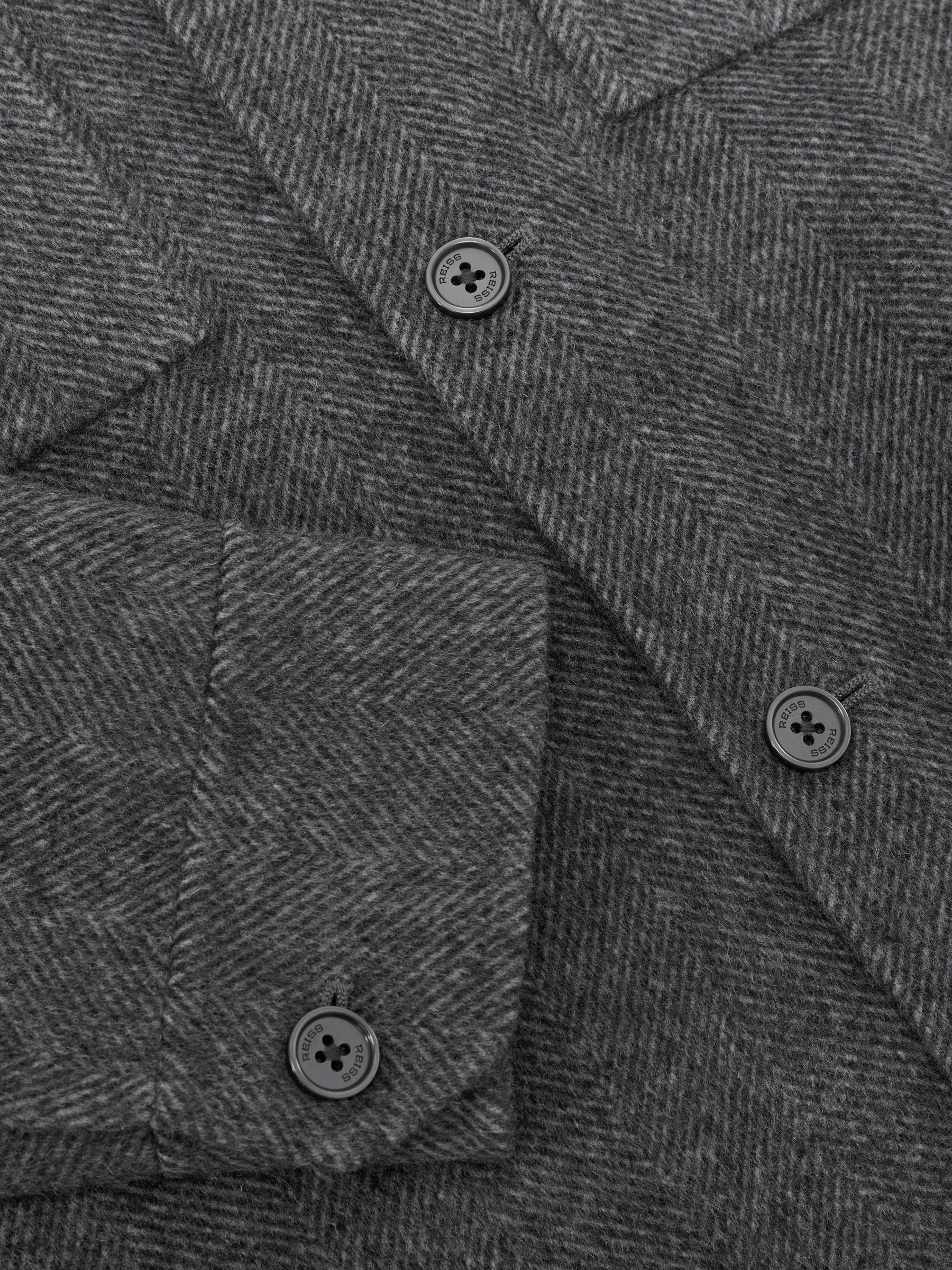 Wool-Blend Herringbone Blind-Seam Overshirt in Charcoal Grey - Image 7 of 7