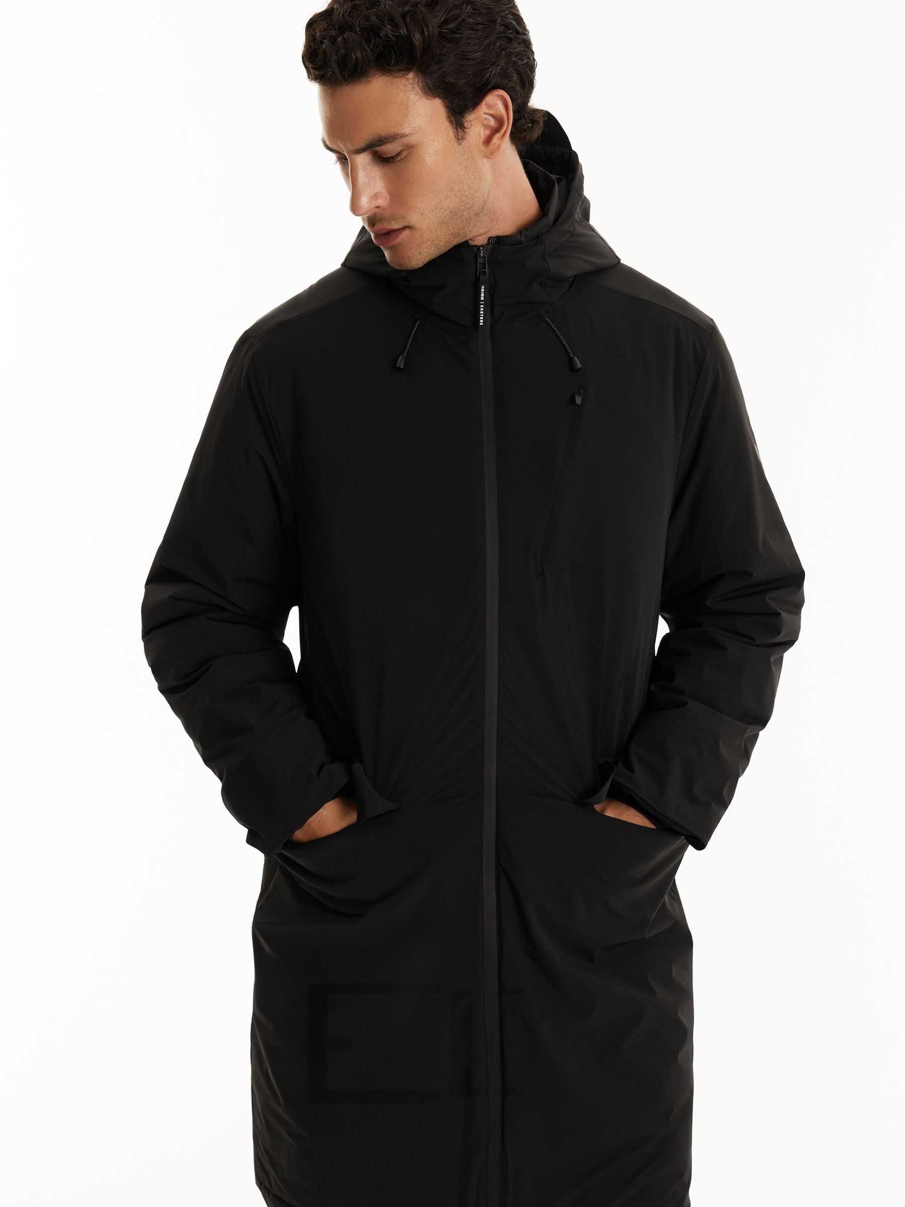Reiss | Castore Insulated Hooded Long Jacket in Black - Image 3 of 12