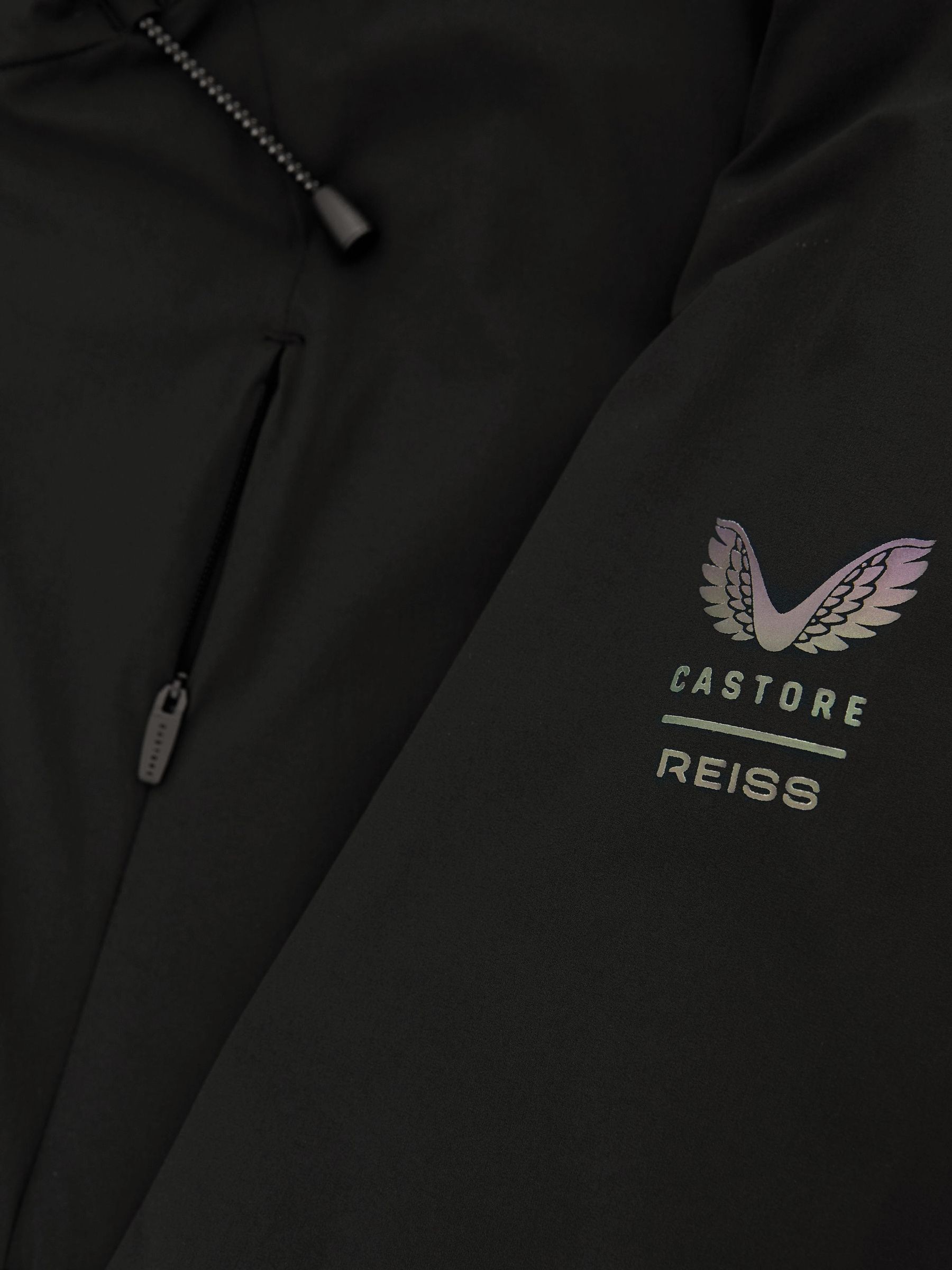 Reiss | Castore Insulated Hooded Long Jacket in Black - Image 9 of 12
