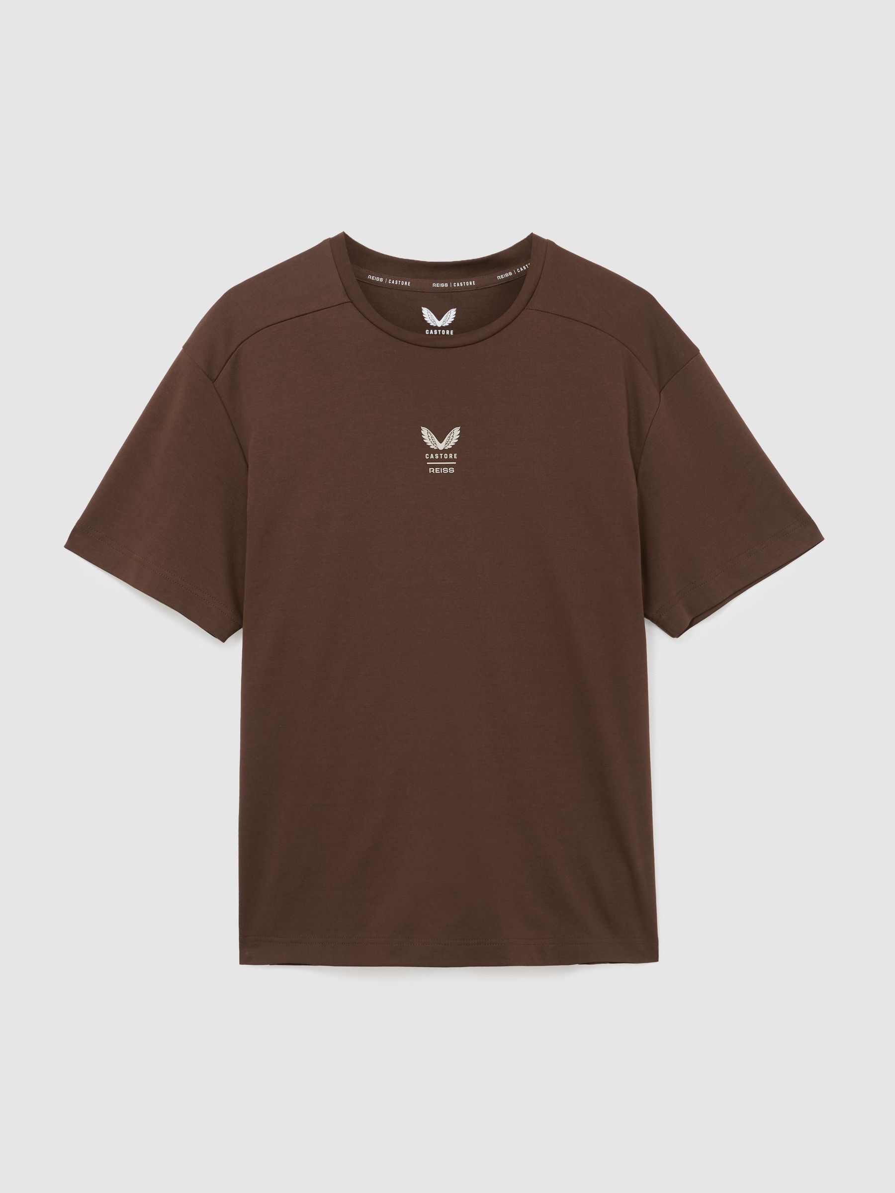Reiss | T-shirt graphique décontracté en coton Castore, coloris Écorce de cacao/Beige Sable - Image 2 de 6