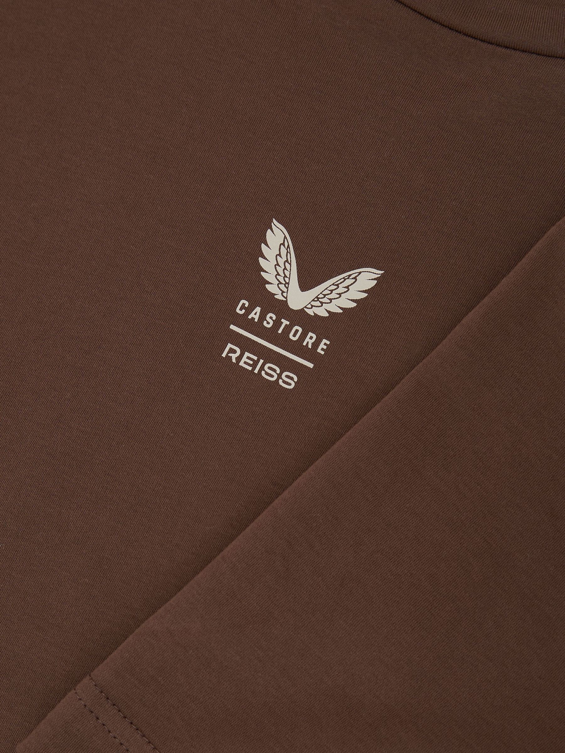 Reiss | T-shirt graphique décontracté en coton Castore, coloris Écorce de cacao/Beige Sable - Image 5 de 6