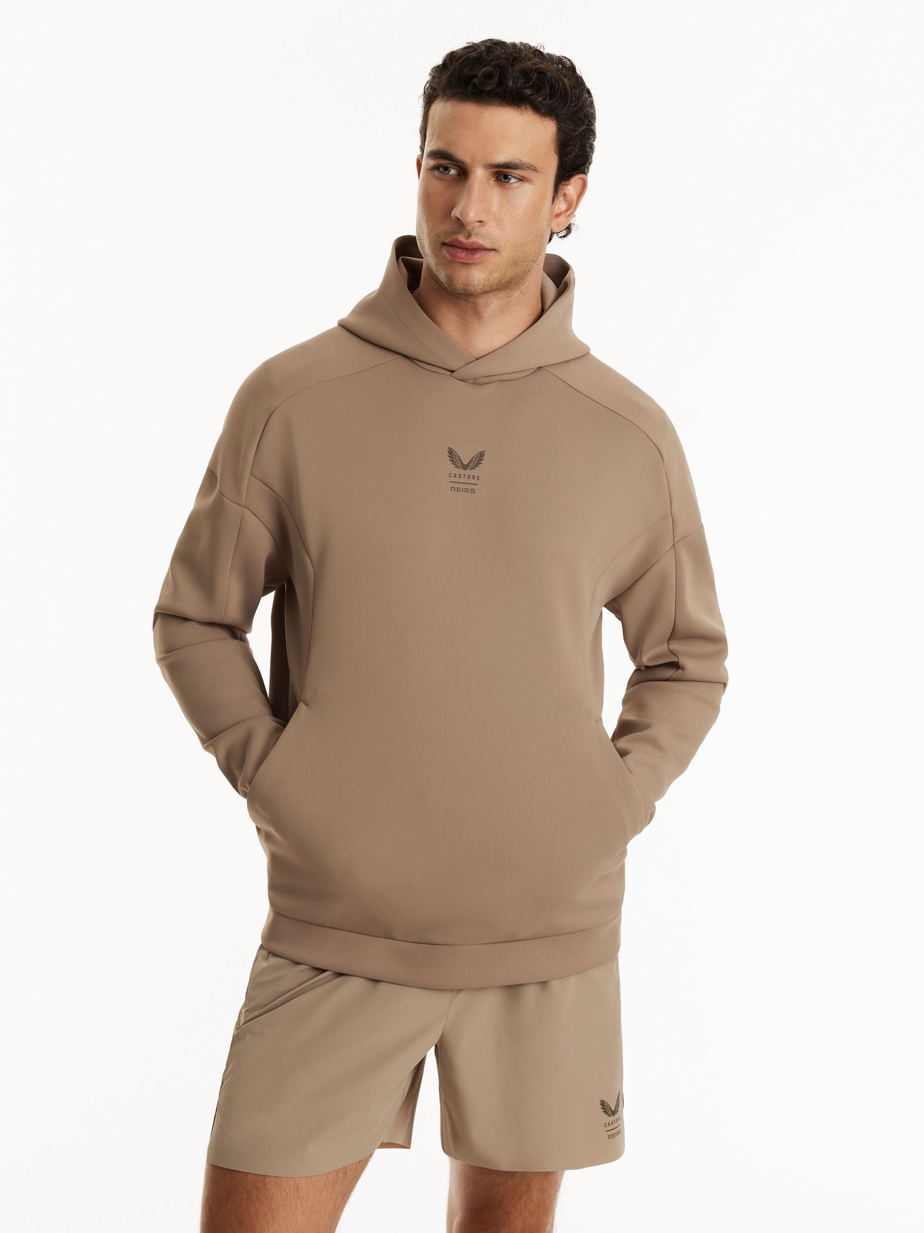 Reiss | Castore Sweat à capuche technique flexible beige - Image 4 de 9