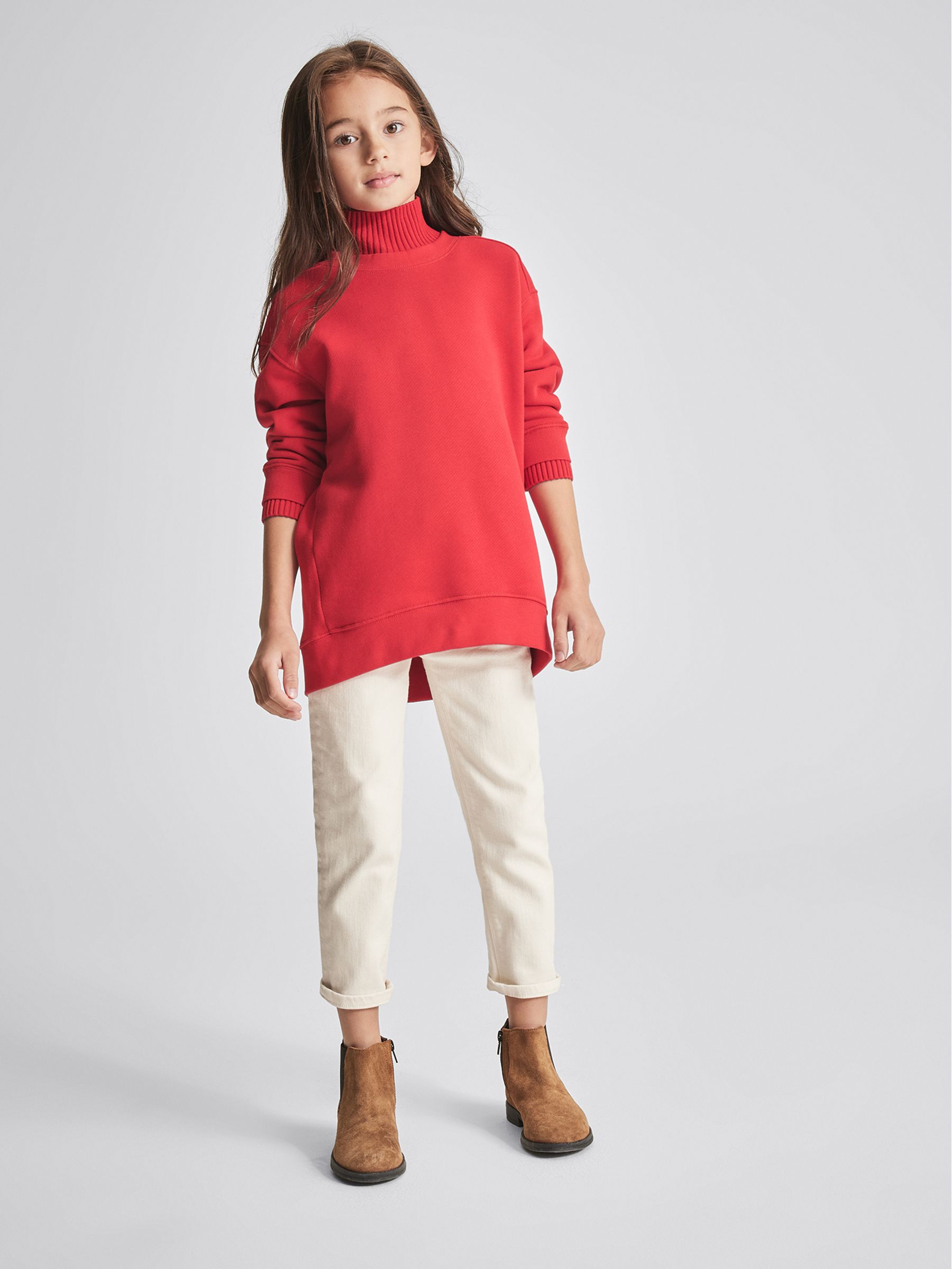 Jersey Roll Neck Tunic in Red - Image 1 of 6