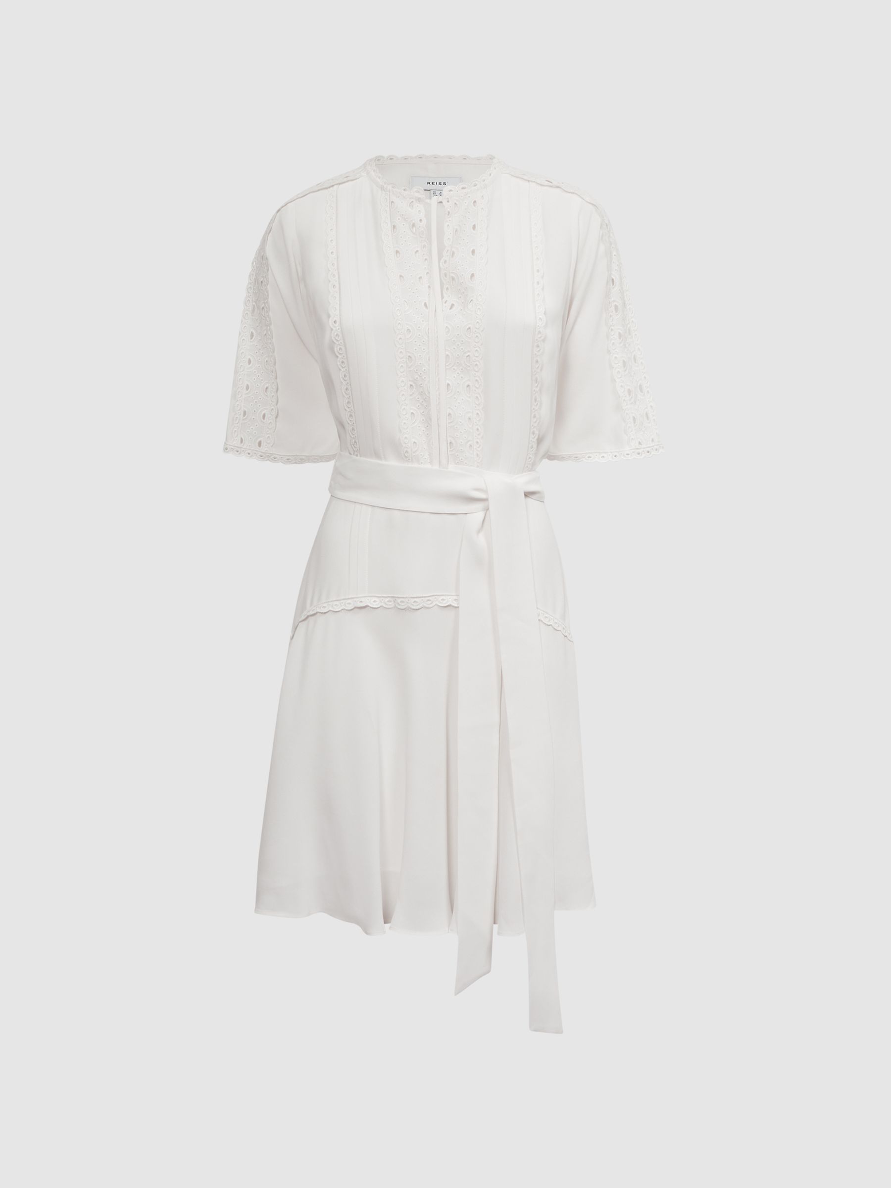 High Neck Lace Mini Dress in Ivory - Image 2 of 5