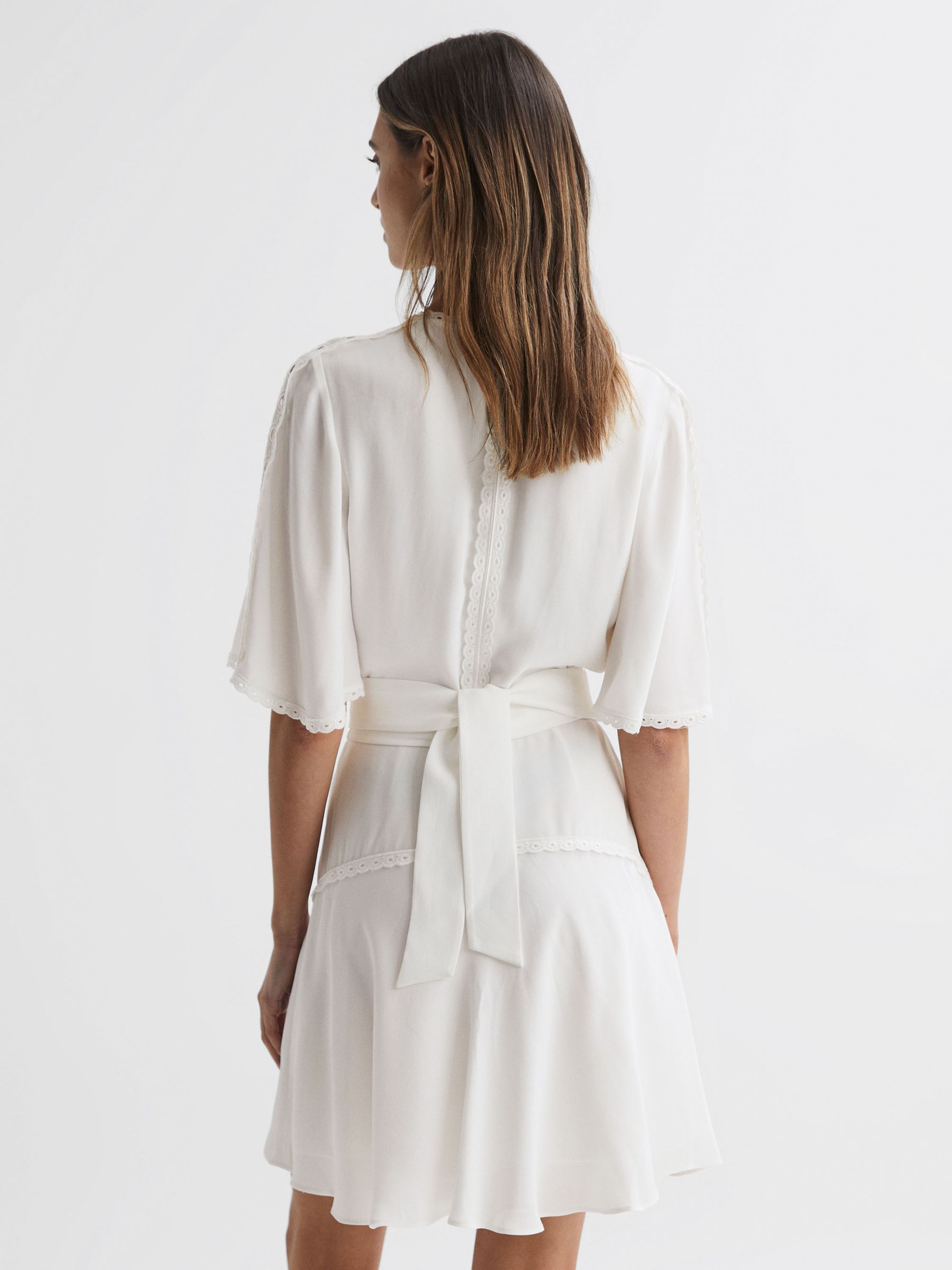 High Neck Lace Mini Dress in Ivory - Image 5 of 5