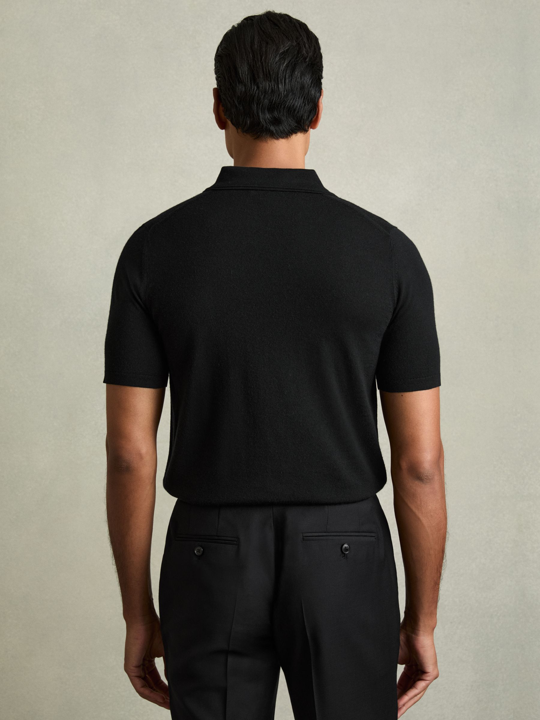 大きな取引 Polo Half-Zip Wool Merino Reiss Shirt REISS | Black in ワンピース