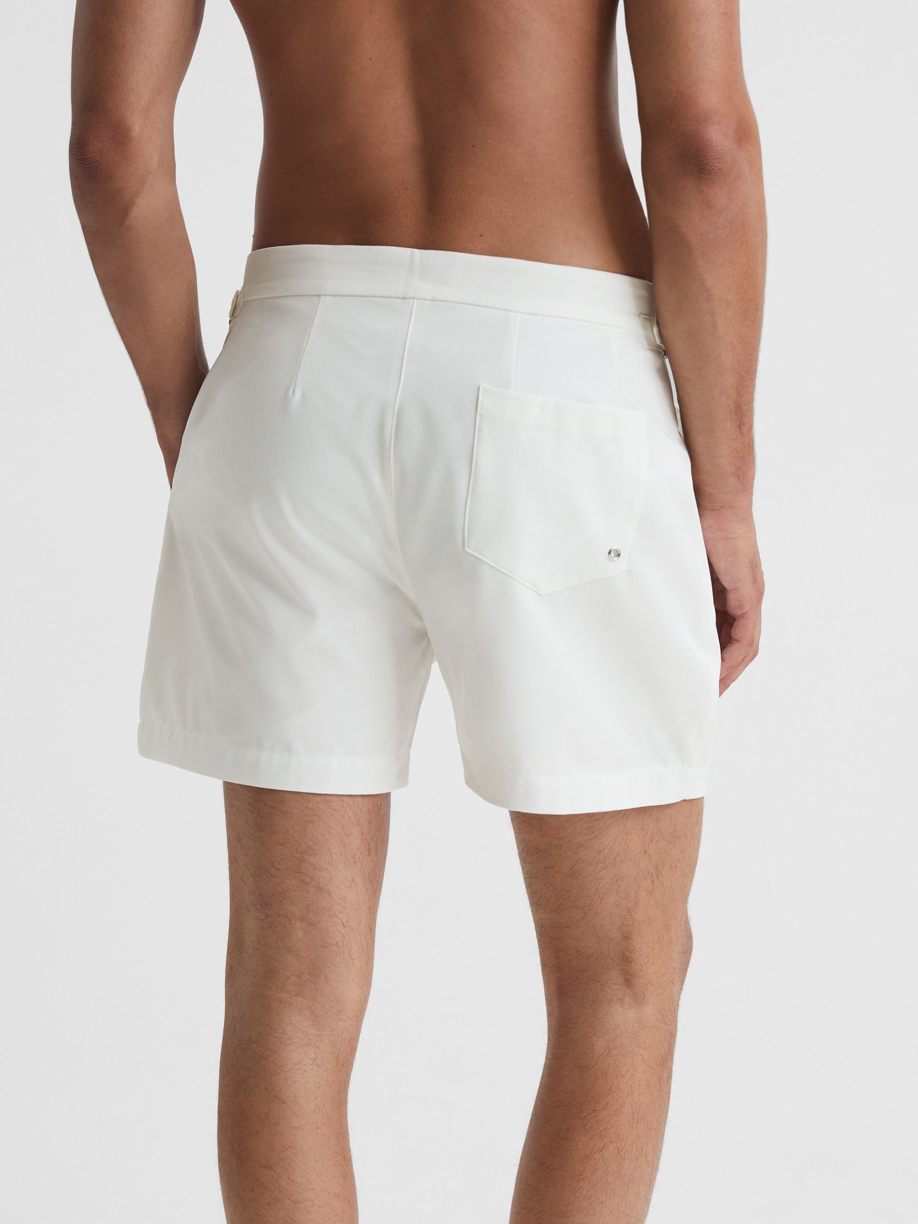 Side Adjuster Swim Shorts in White - Image 5 of 6