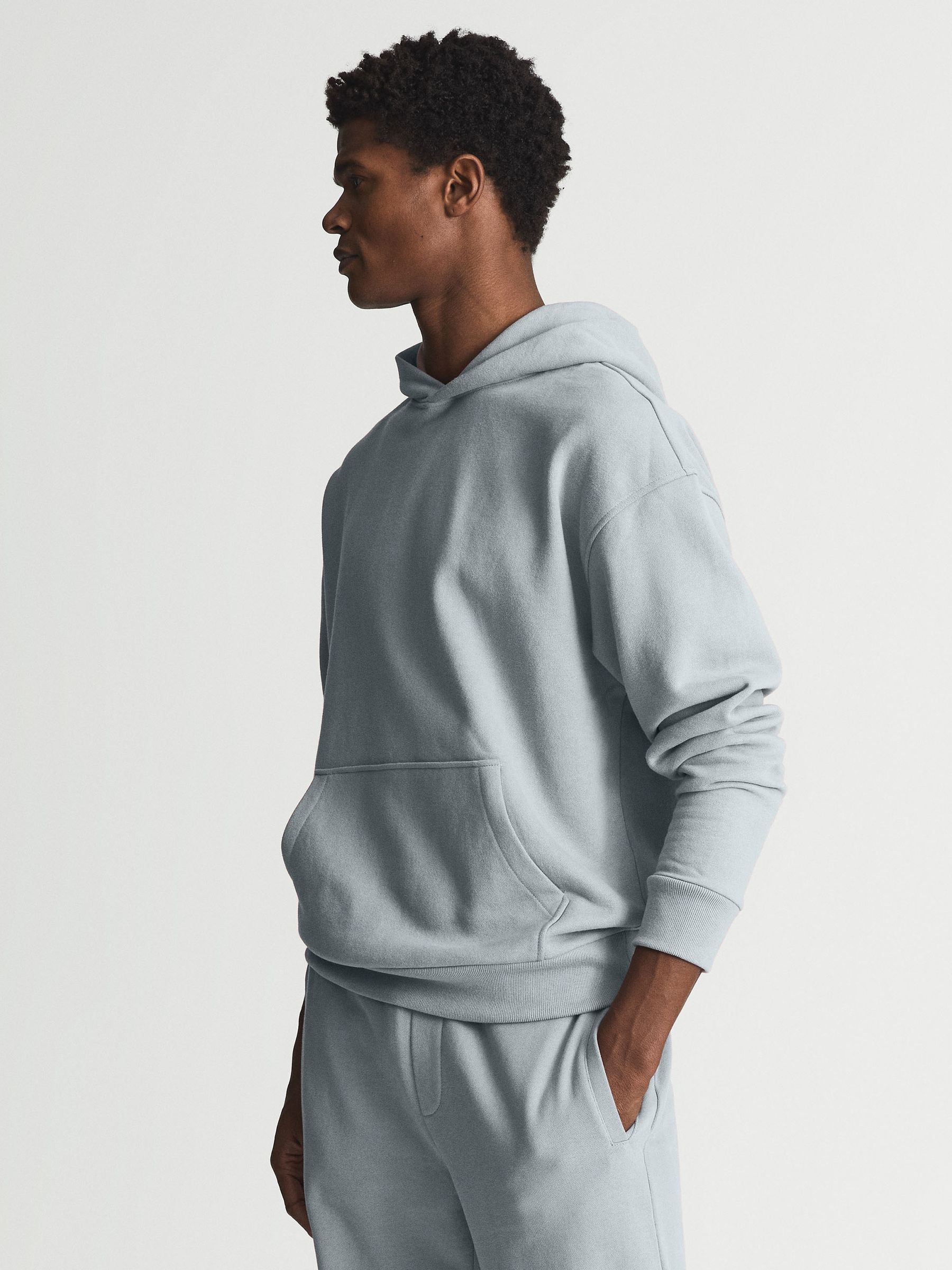 Oversized Garment Dye Hoodie in Dusty Blue - Image 1 of 5