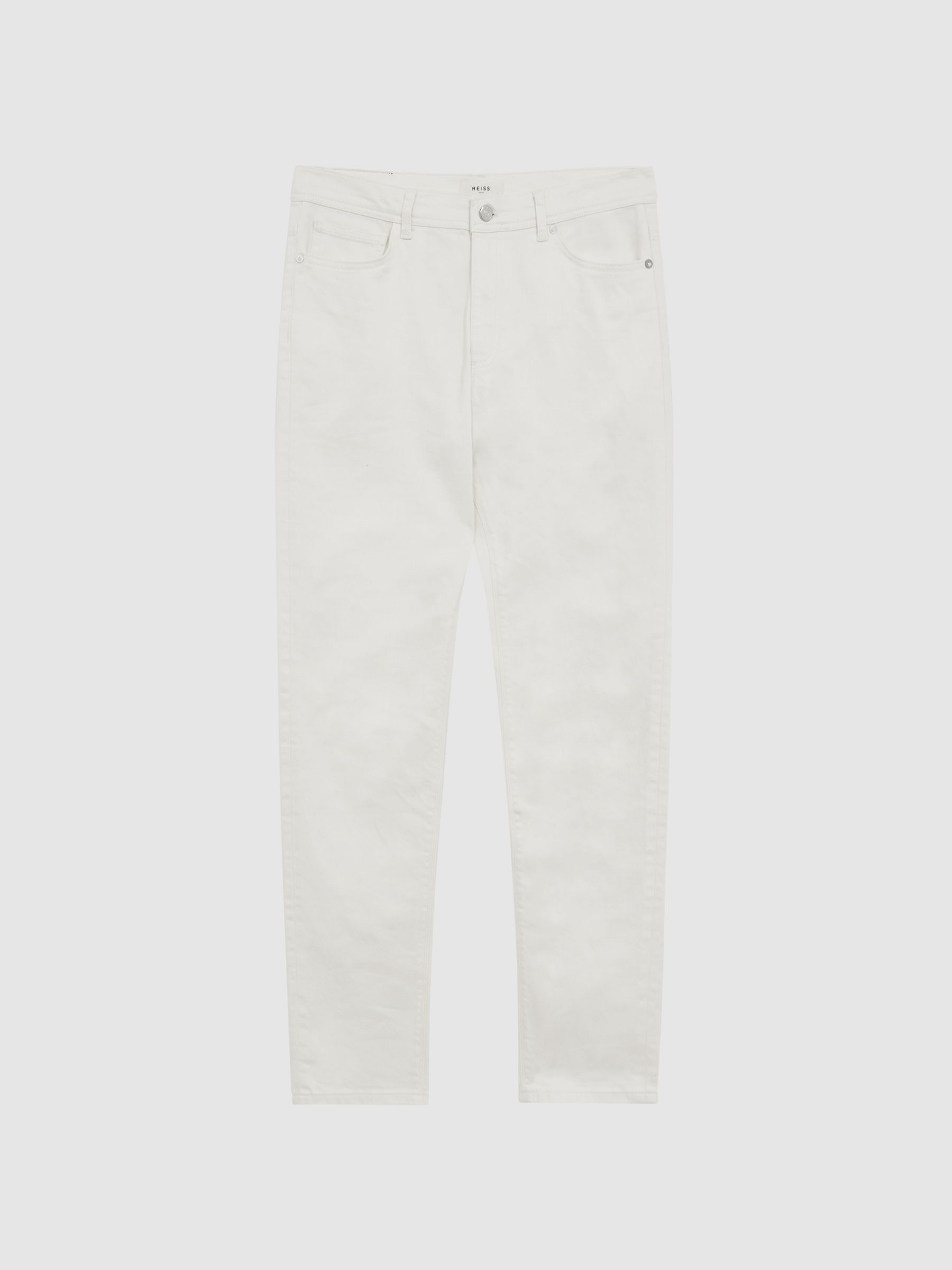 Tapered Slim Fit Stretch Jeans in Ecru - Image 2 of 6