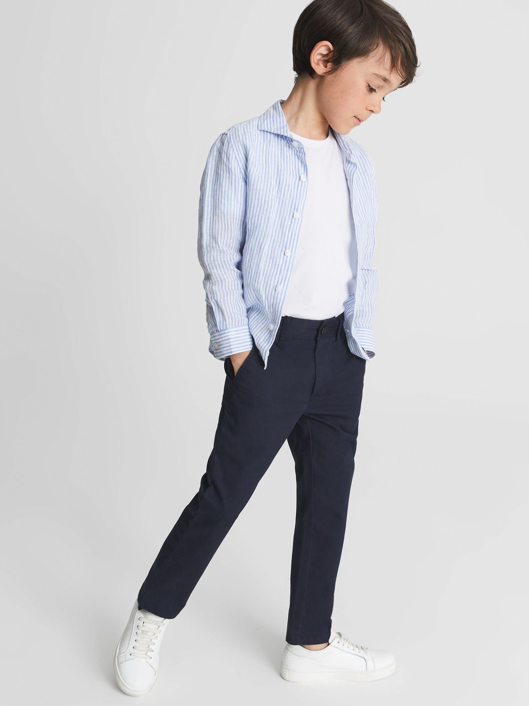 Slim Fit Casual Chinos in Navy - Image 1 of 6