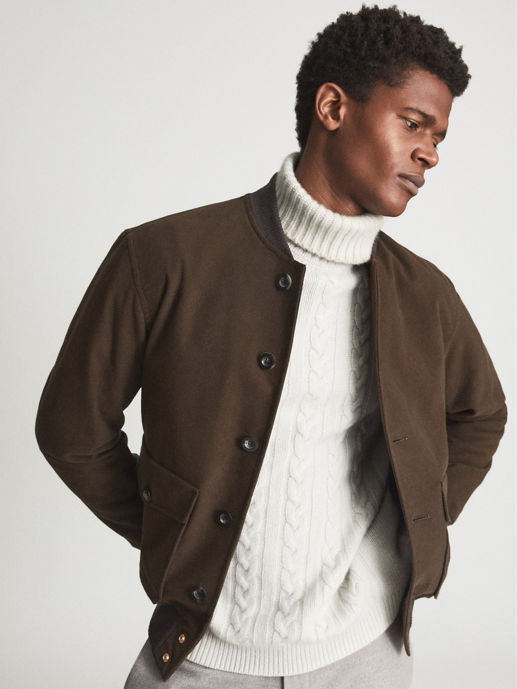 Private White V.c. Bomber Jacket in Brown - Image 1 of 7 Private White V.c. Bomber Jacket in Brown - Image 1 of 7