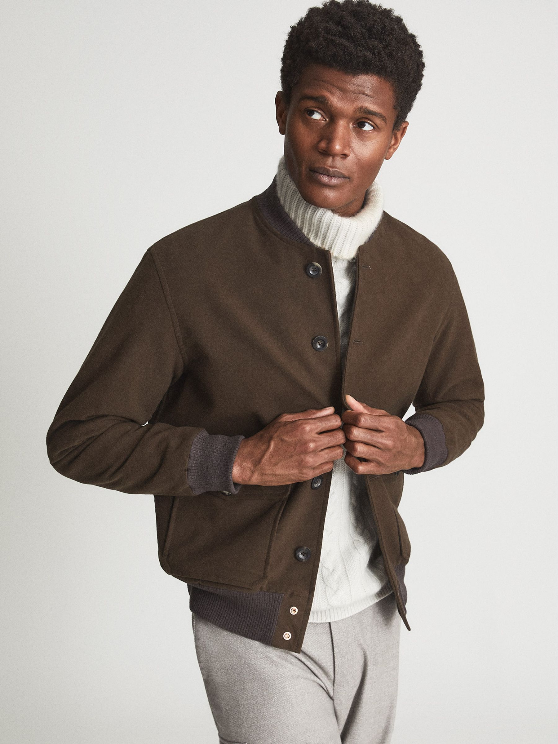 Private White V.c. Bomber Jacket in Brown - Image 3 of 7
