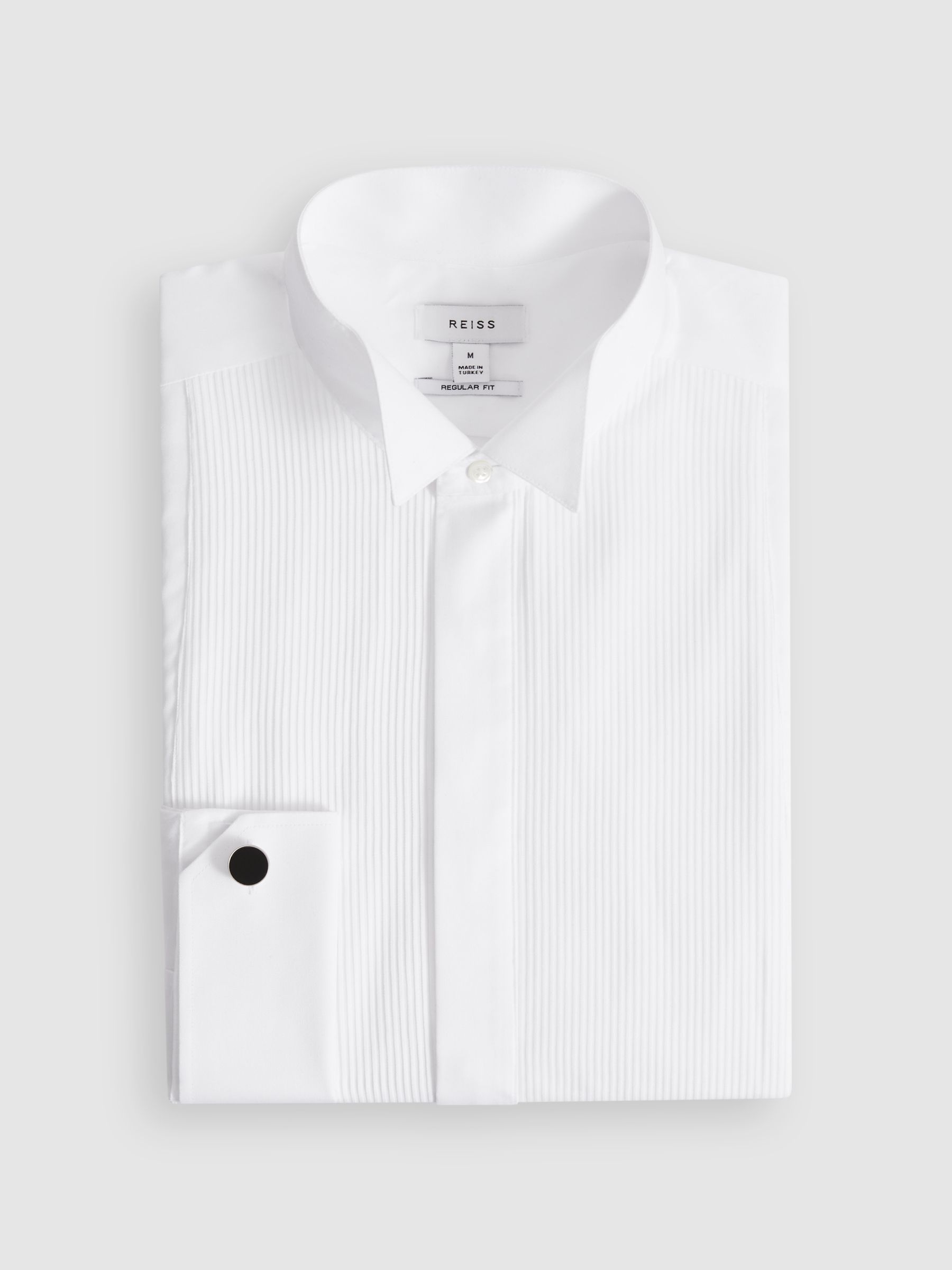 Pleat Front Winged Collar Shirt in White - Image 2 of 7 Pleat Front Winged Collar Shirt in White - Image 2 of 7