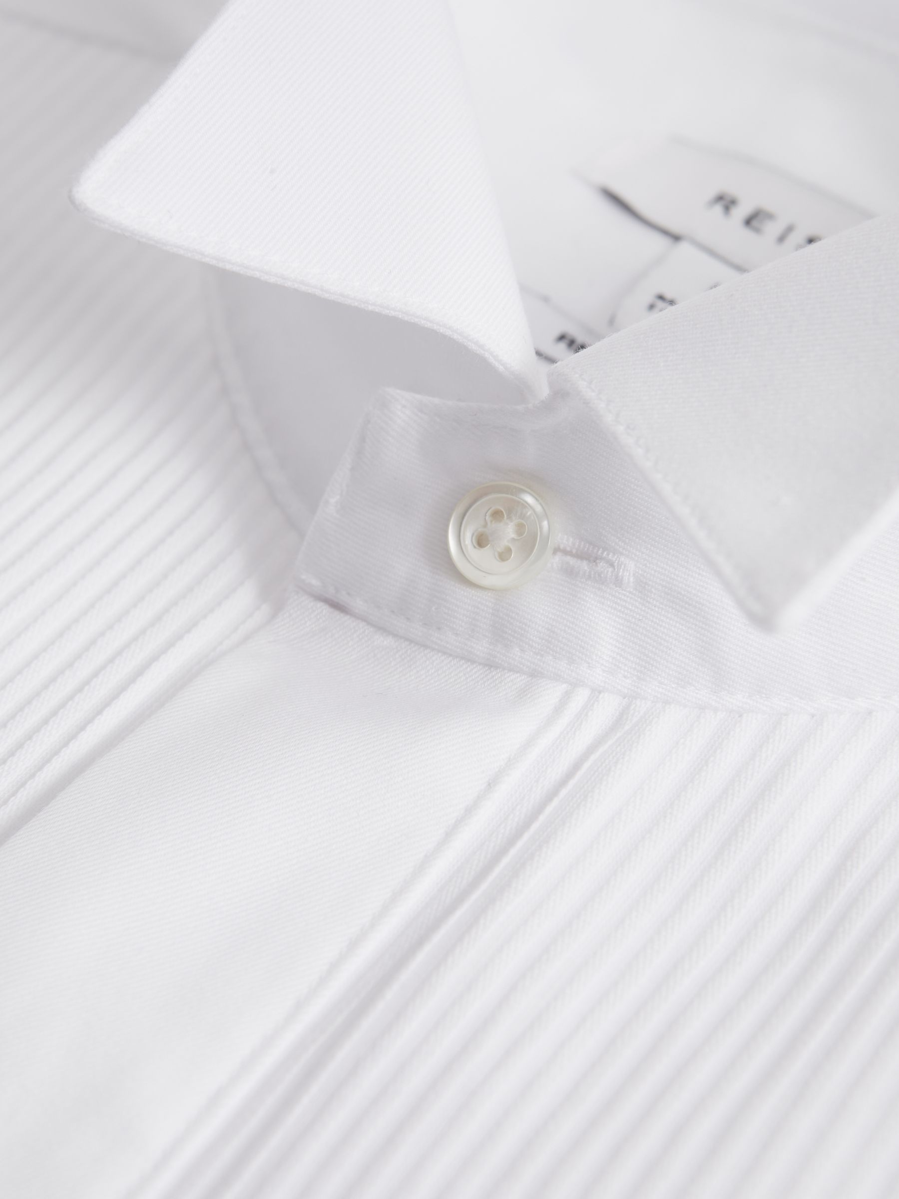 Pleat Front Winged Collar Shirt in White - Image 6 of 7