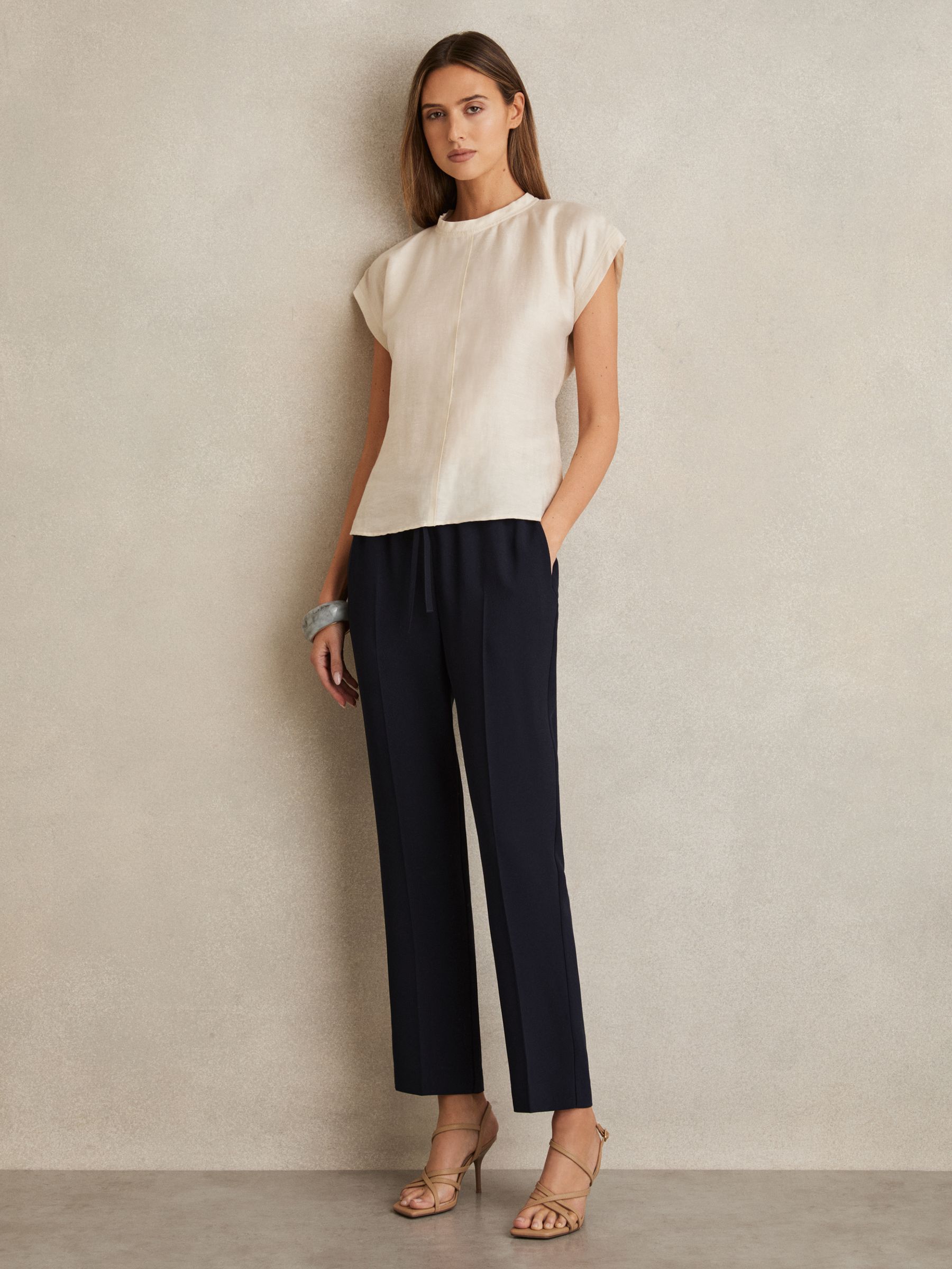 Pull On Trousers in Navy - Image 1 of 6