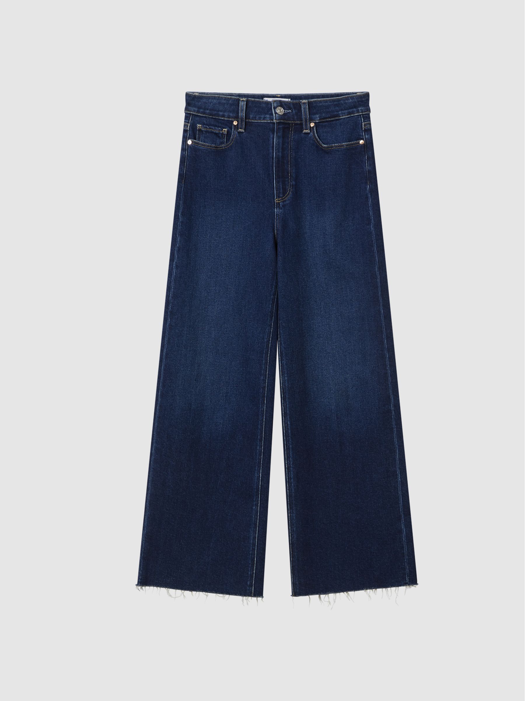 Paige High Rise Wide Leg Jeans in Dark Blue - Image 2 of 7