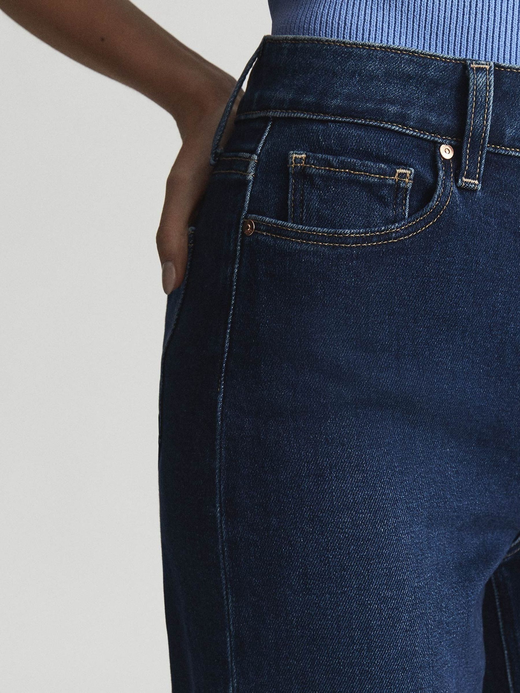 Paige High Rise Wide Leg Jeans in Dark Blue - Image 6 of 7