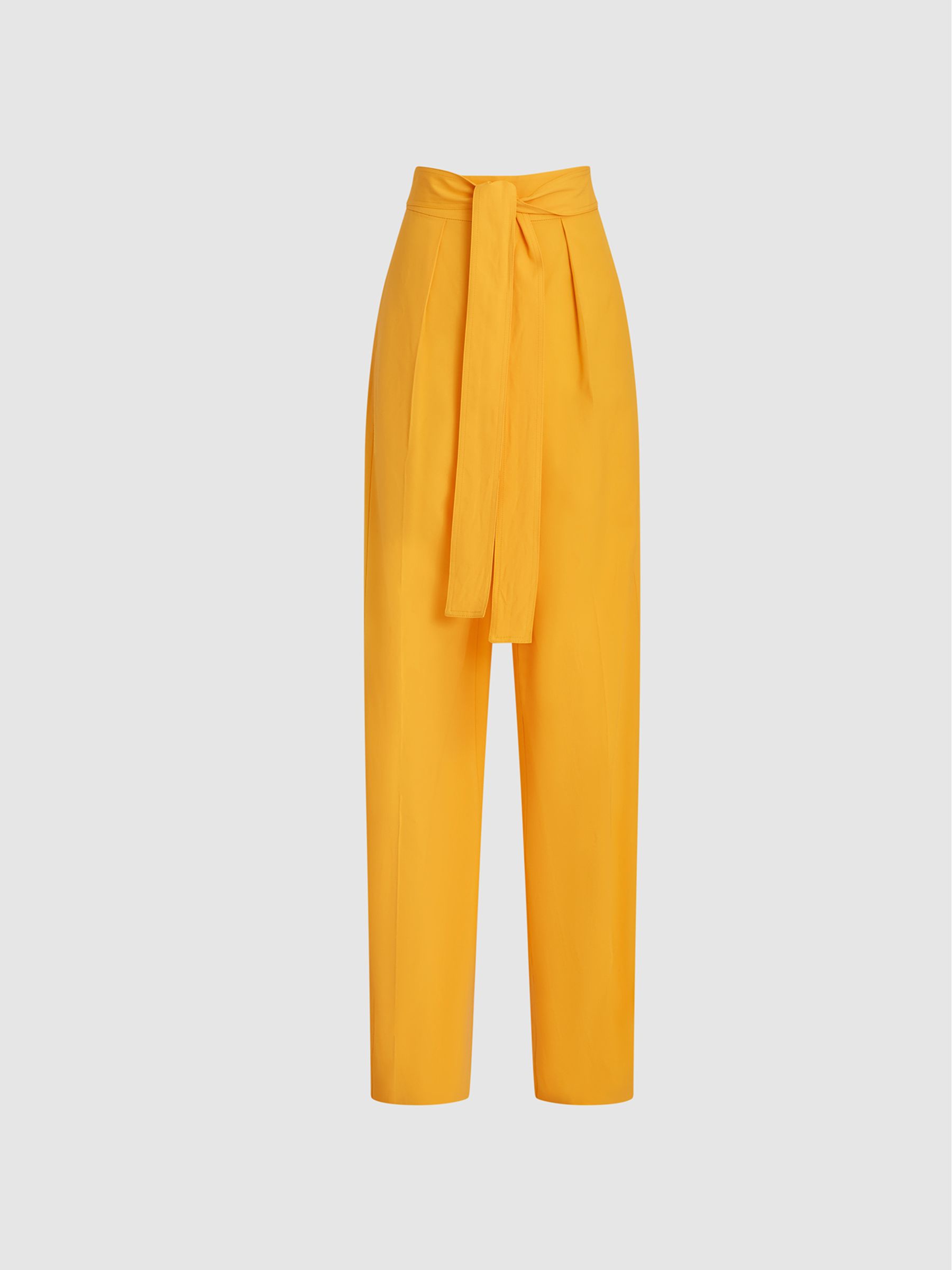 Wide Leg Tie Detail Trousers in Yellow - Image 2 of 7 Wide Leg Tie Detail Trousers in Yellow - Image 2 of 7
