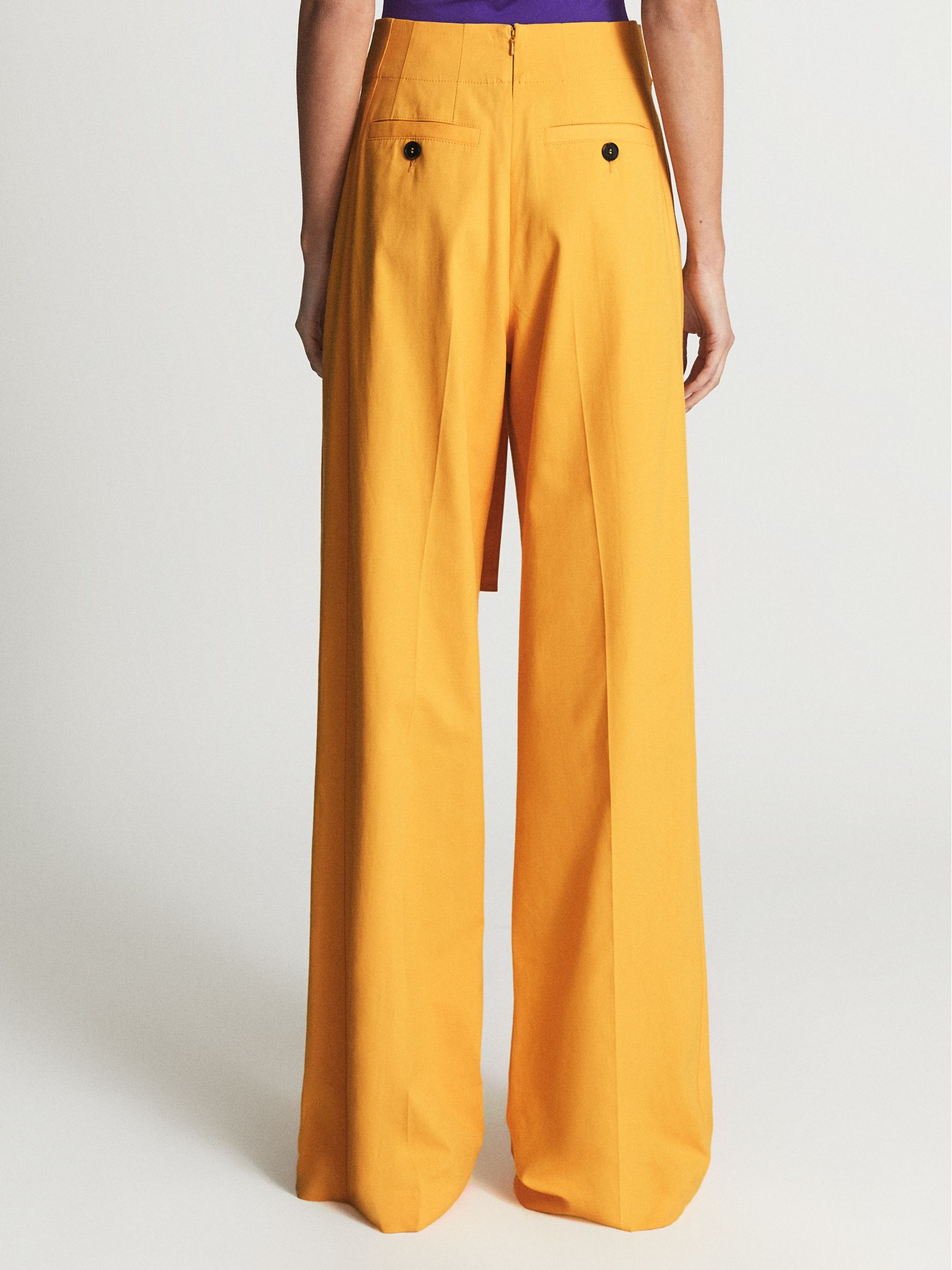 Wide Leg Tie Detail Trousers in Yellow - Image 5 of 7