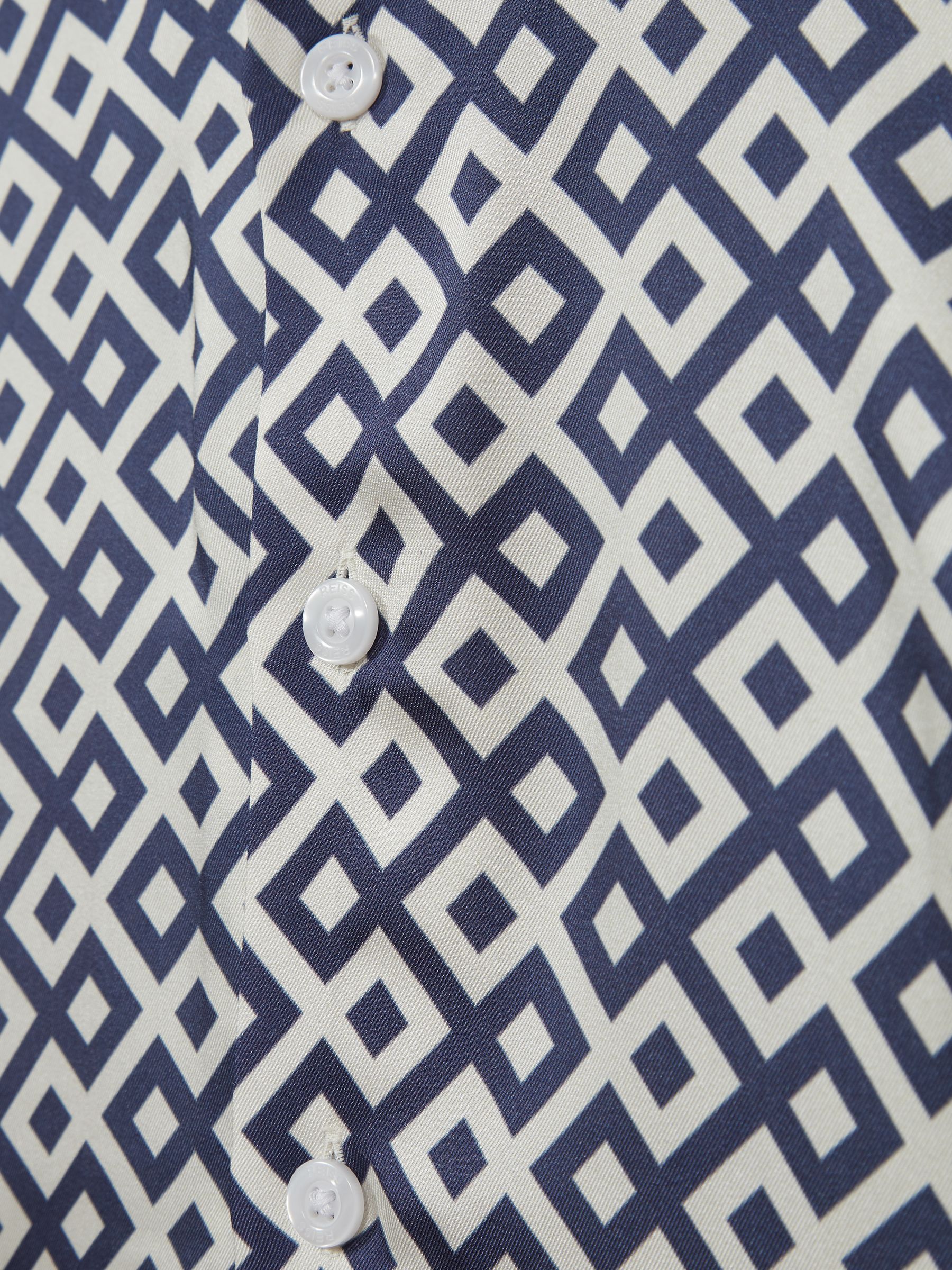 Cuban Collar Geo Print Shirt in Navy - Image 6 of 6