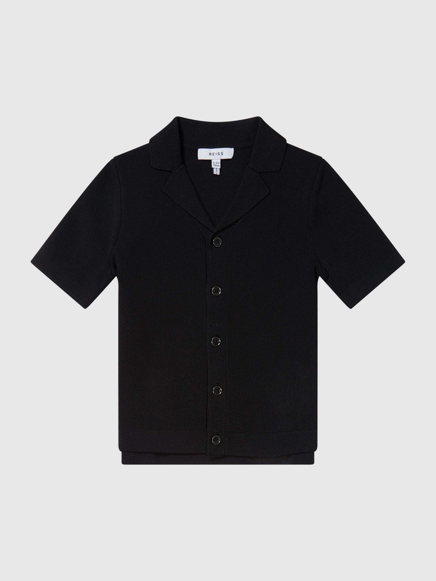 Cuban Collar Stretch Shirt in Black - Image 2 of 6