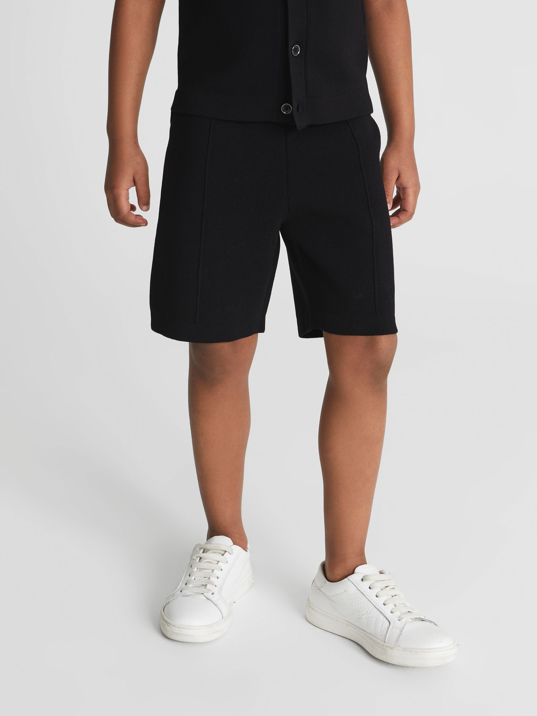 Jogger Style Stretch Shorts in Black - Image 1 of 7 Jogger Style Stretch Shorts in Black - Image 1 of 7