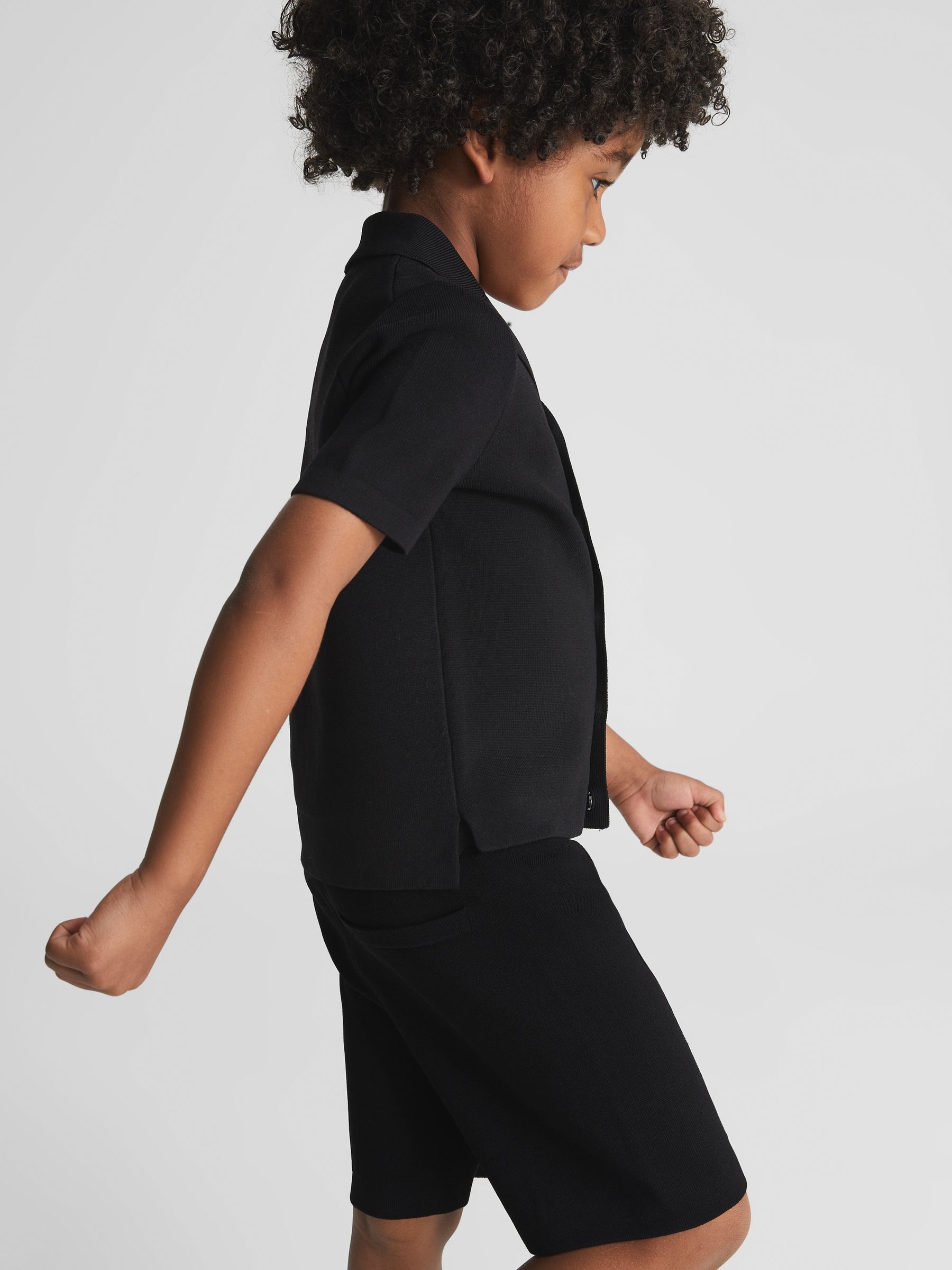 Jogger Style Stretch Shorts in Black - Image 4 of 7