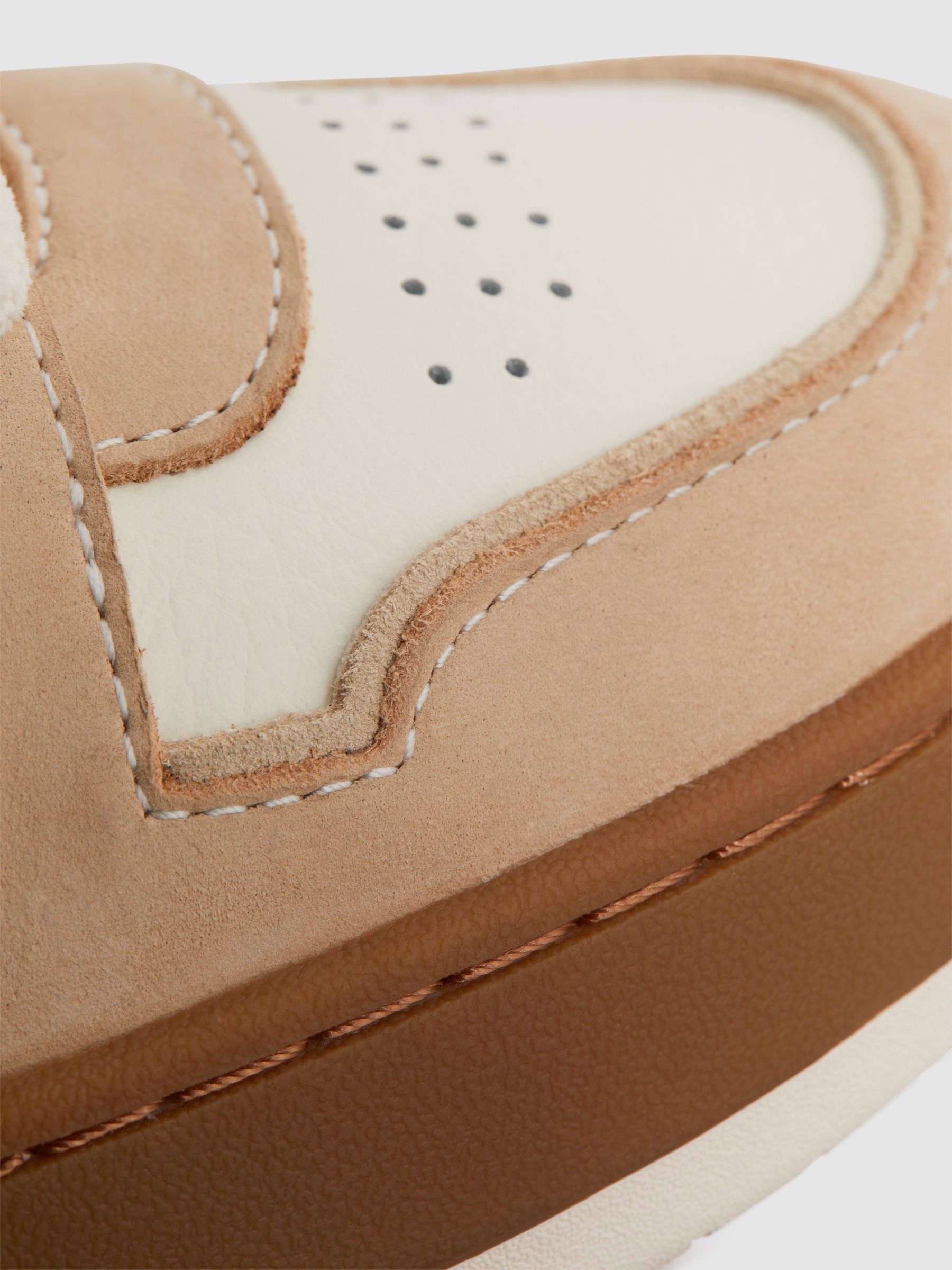 Leather Suede Low Cut Trainers in Taupe - Image 5 of 5