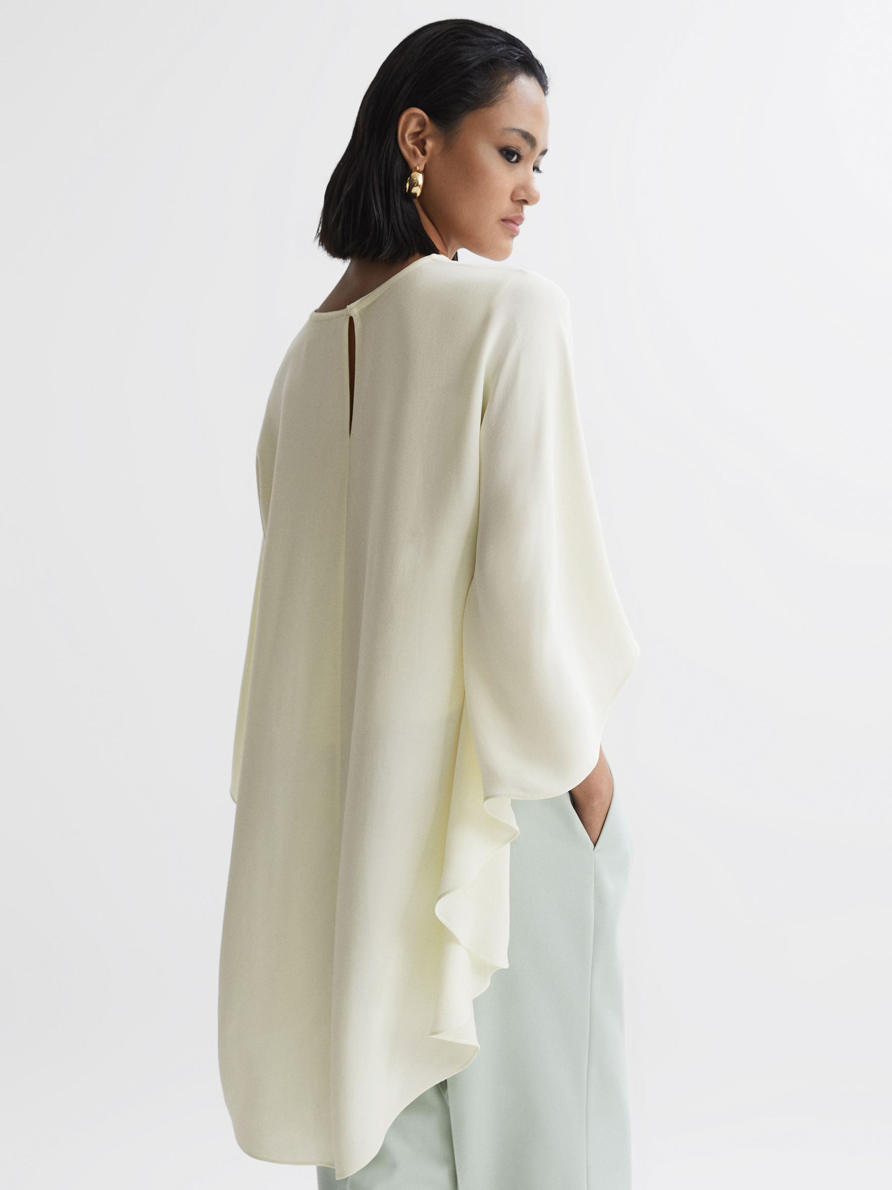 Reiss Cape Crew Neck Blouse in Ivory - REISS
