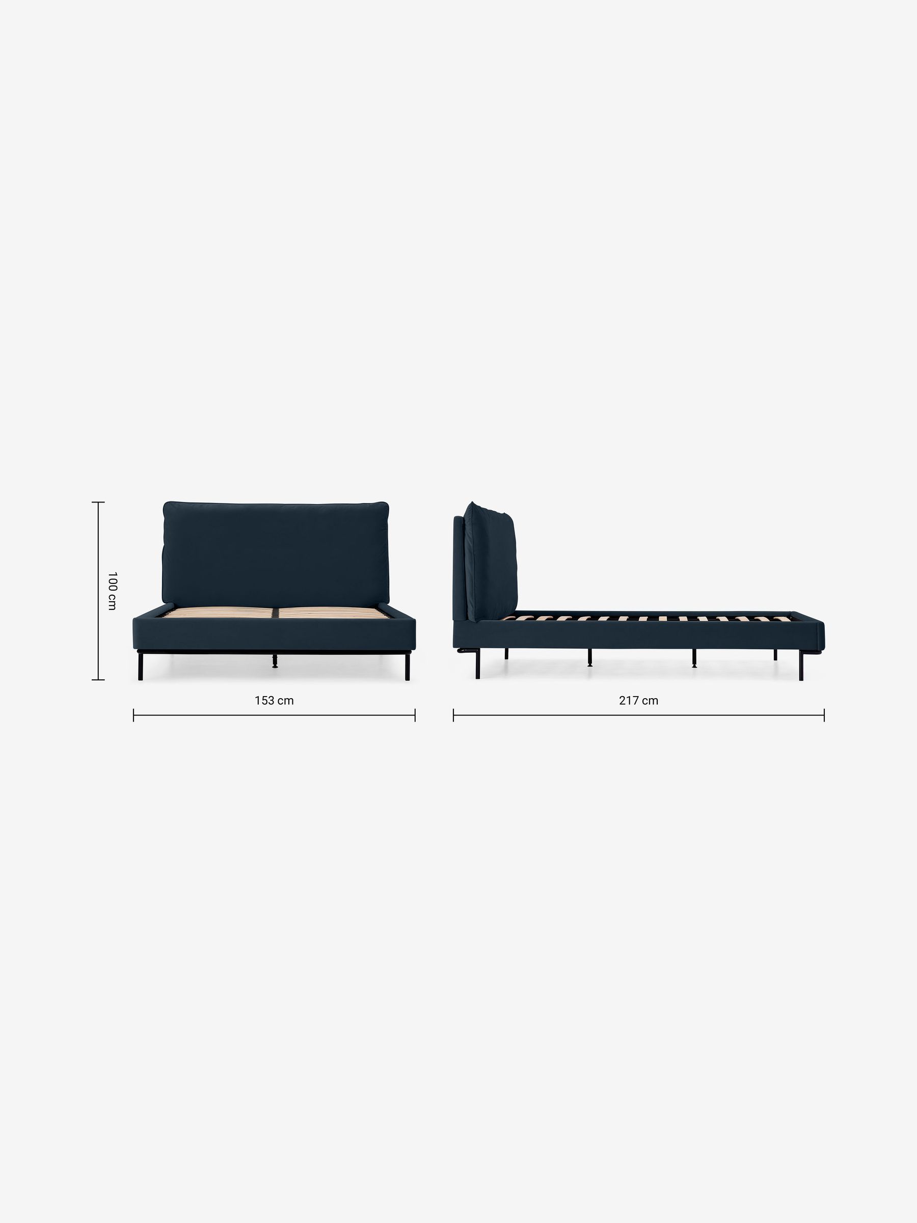 Harlow Bed Frame in Navy Velvet - Image 3 of 3