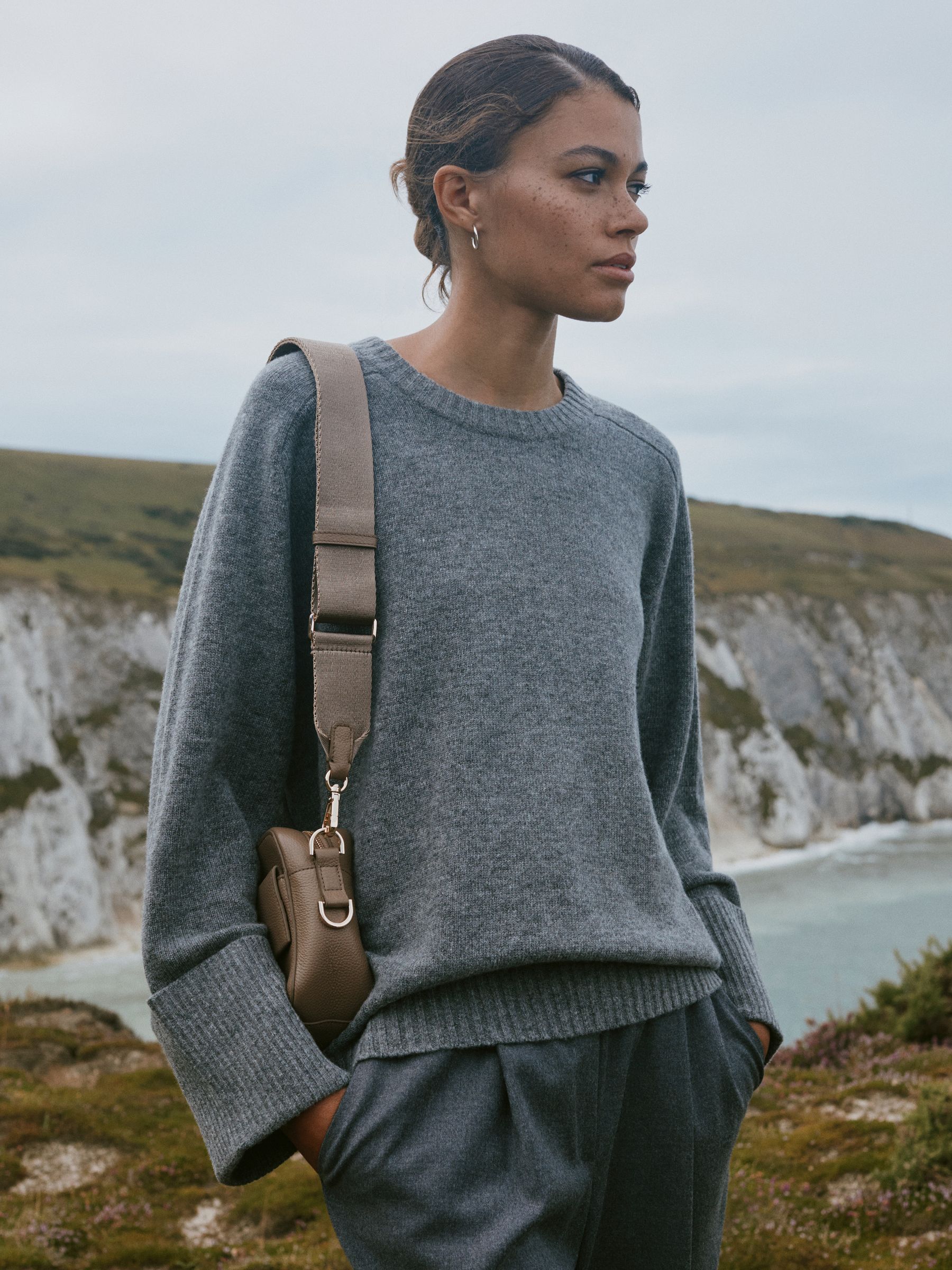 Leather Crossbody Bag in Taupe - Image 2 of 9