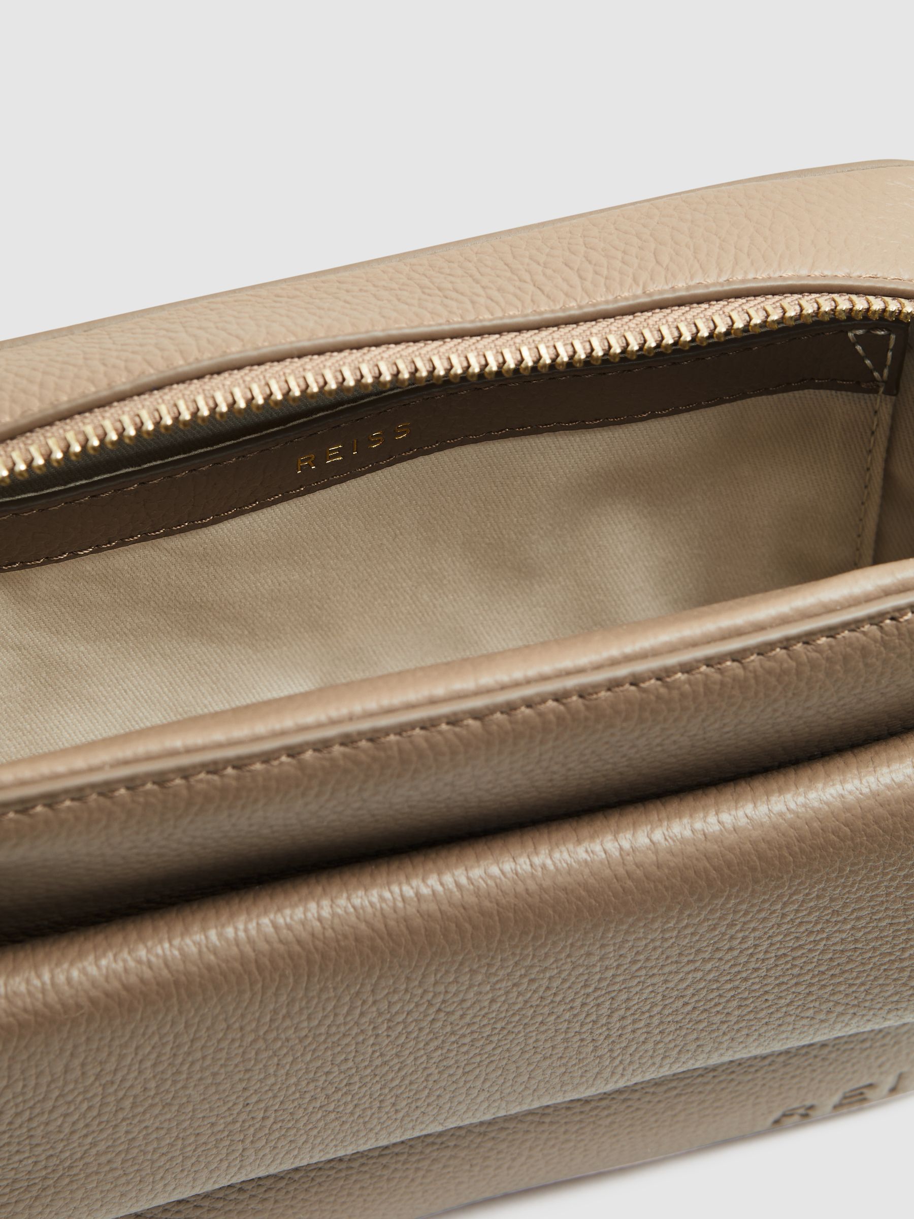 Leather Crossbody Bag in Taupe - Image 5 of 9