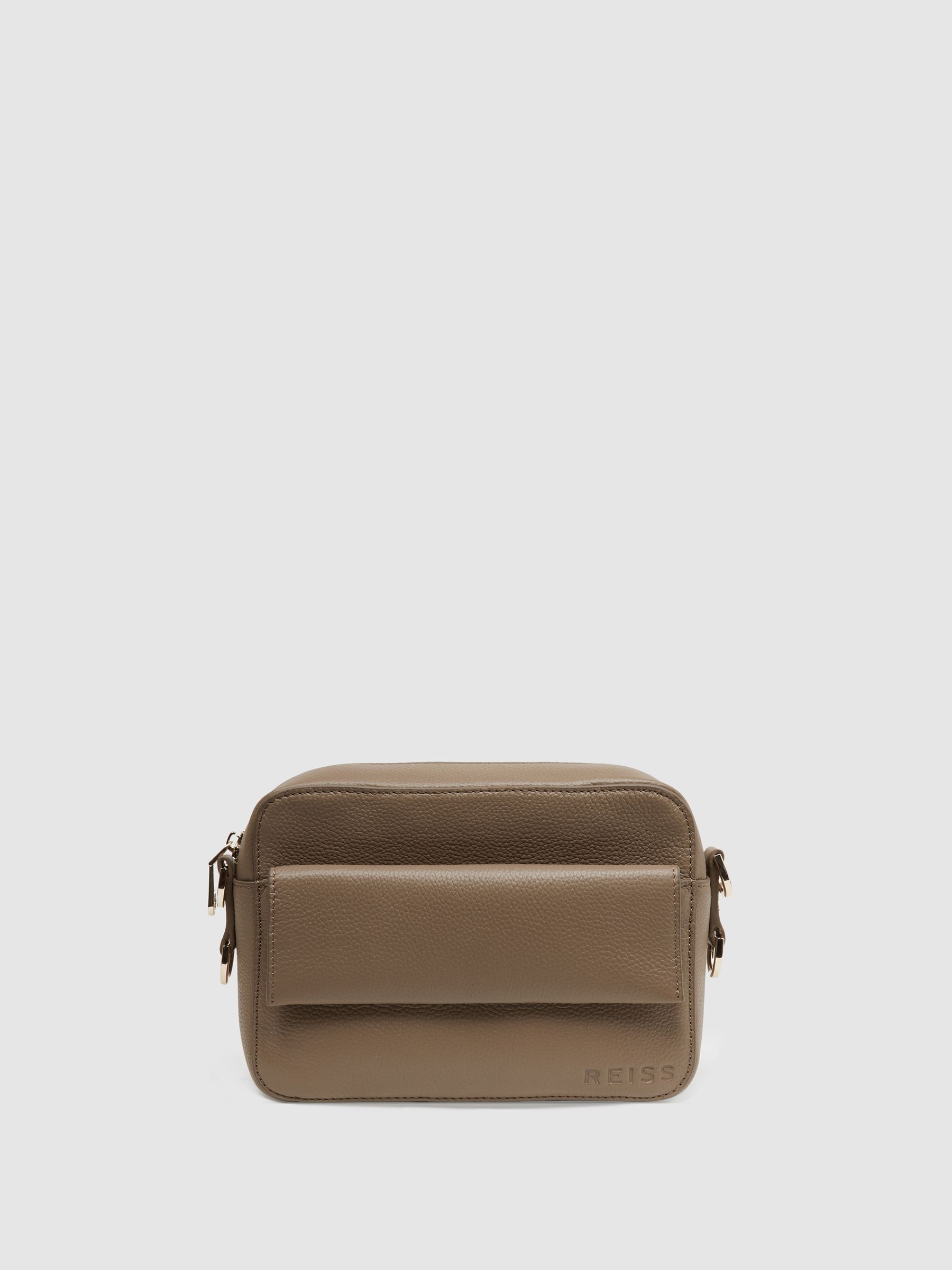 Leather Crossbody Bag in Taupe - Image 7 of 9