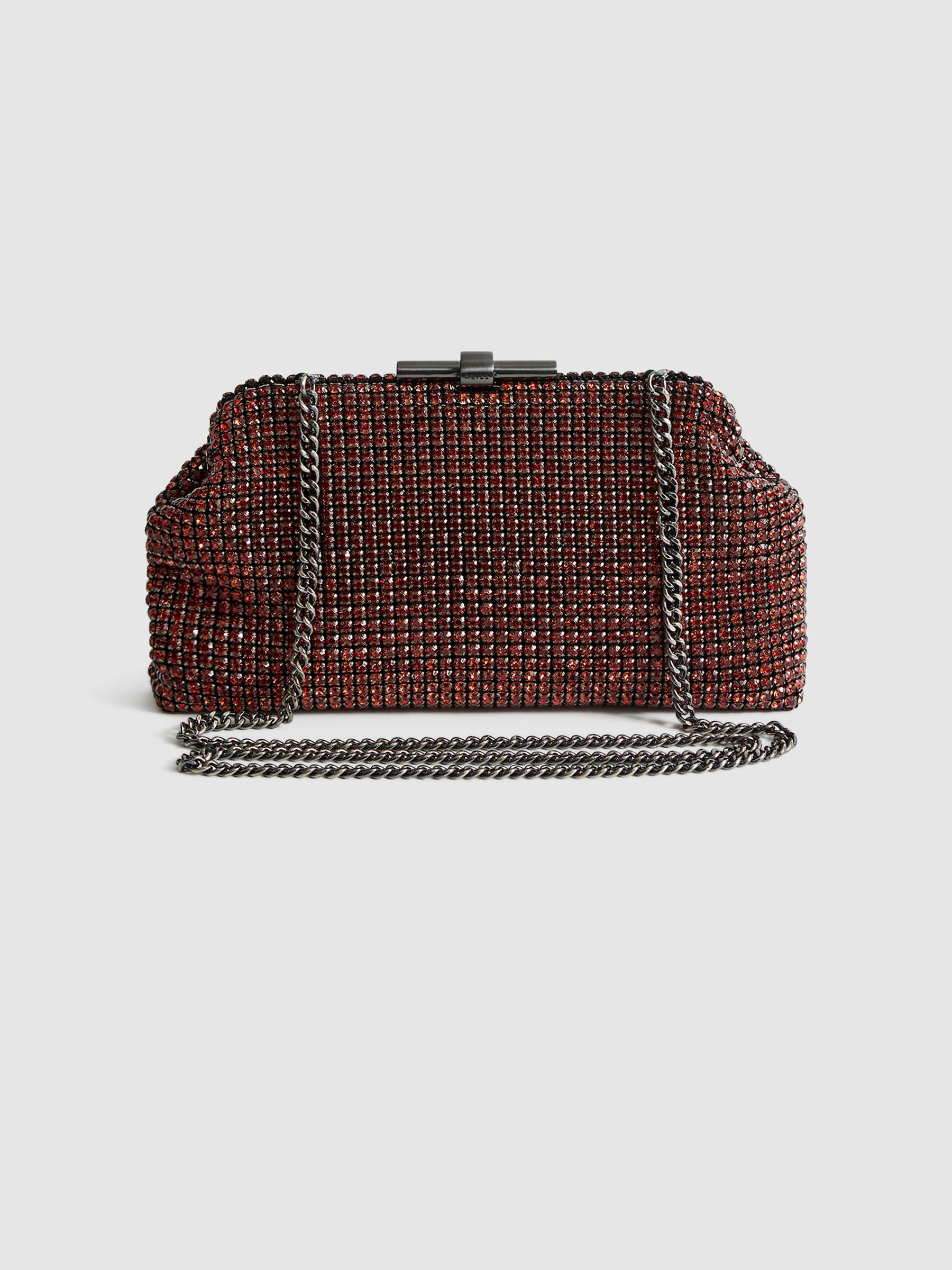 Embellished Clutch Bag in Orange - Image 2 of 9