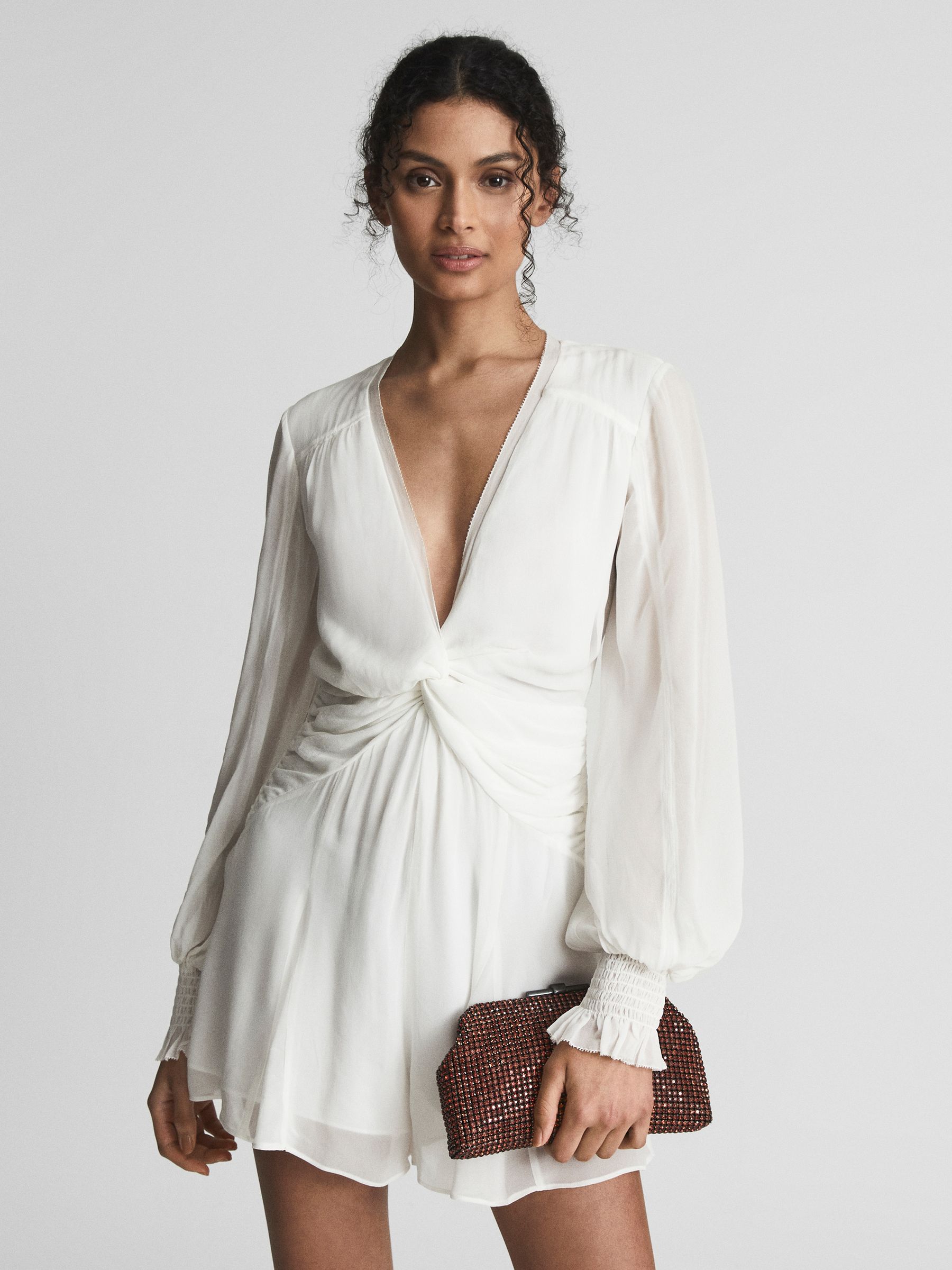 Embellished Clutch Bag in Orange - Image 3 of 9