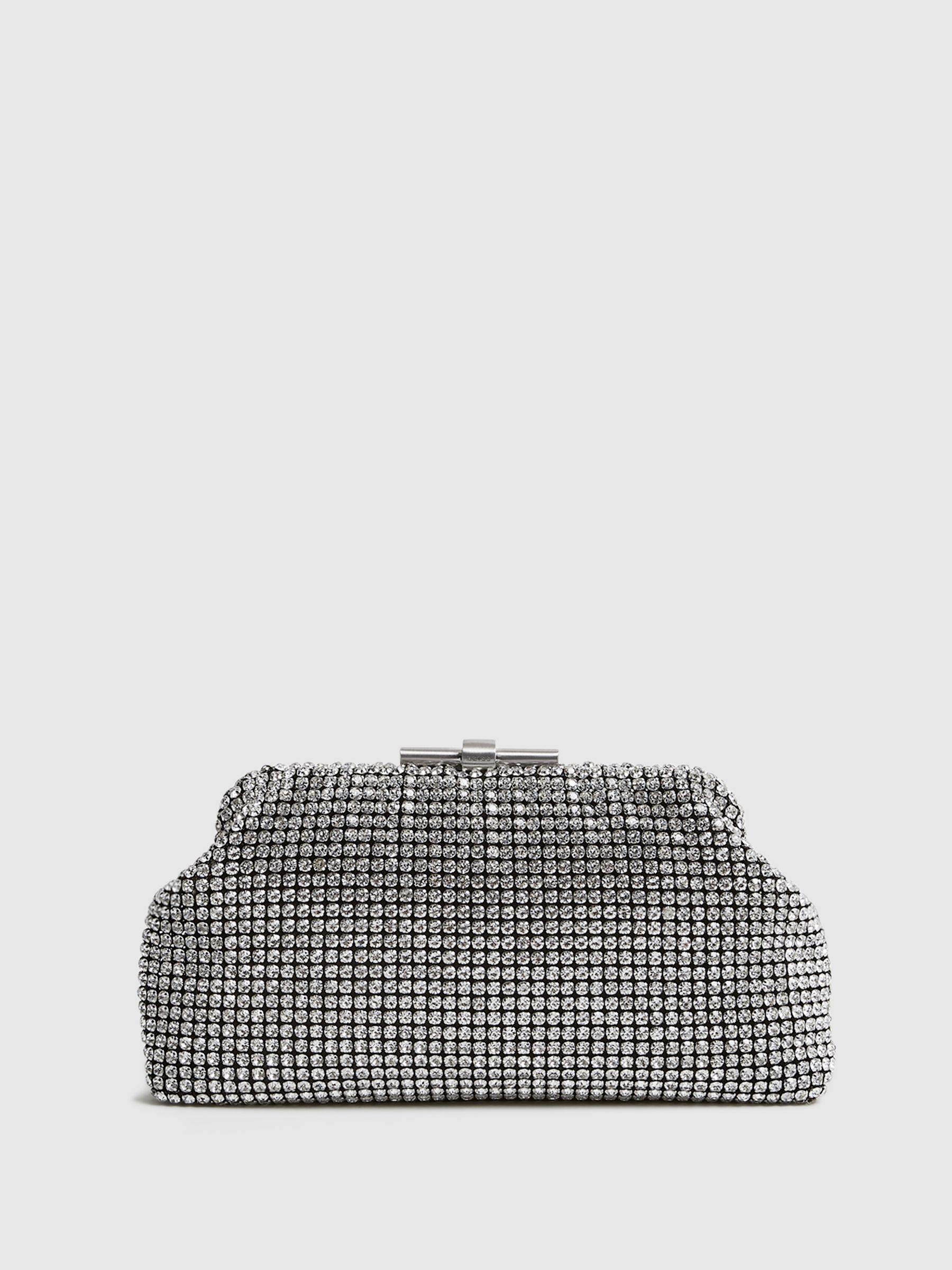 Embellished Clutch Bag in Silver - Image 1 of 9