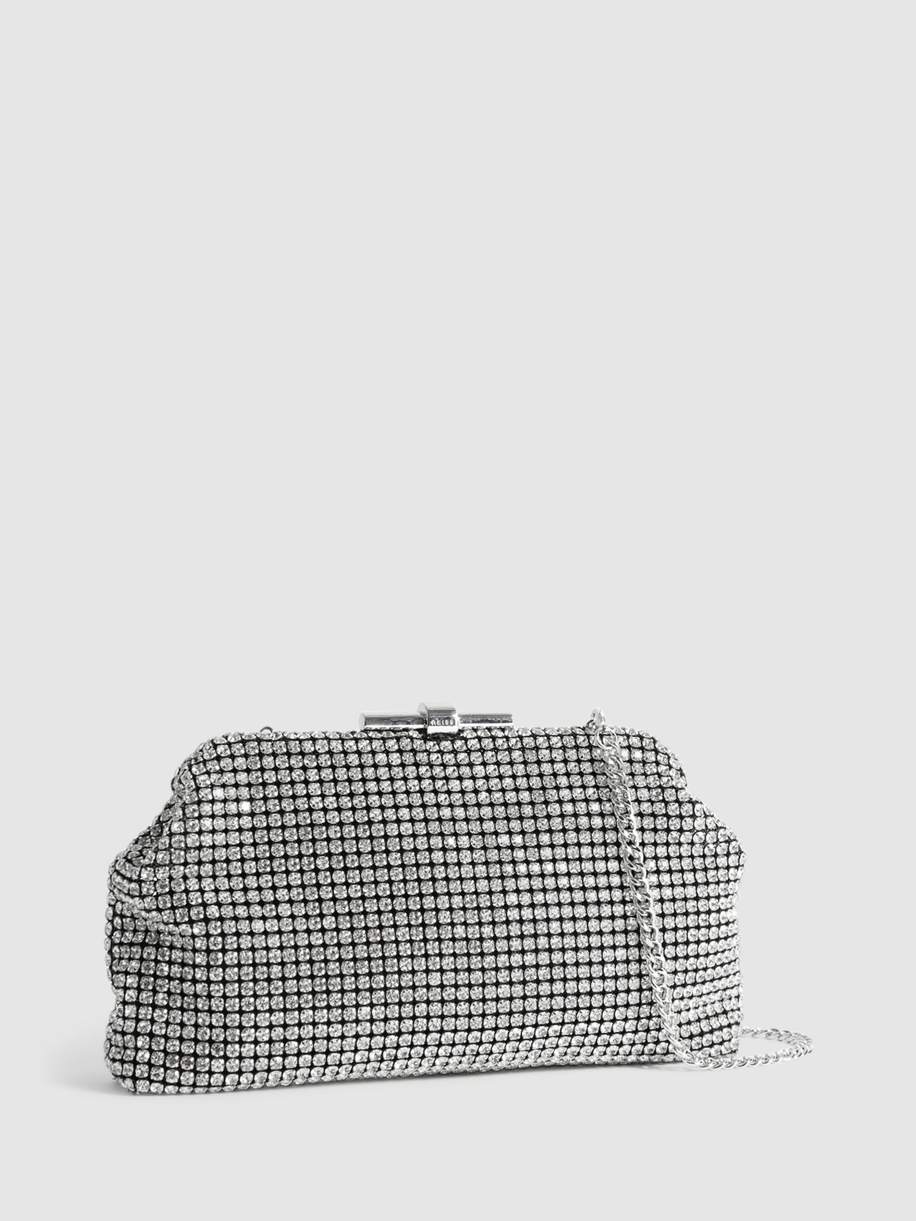 Embellished Clutch Bag in Silver - Image 4 of 9