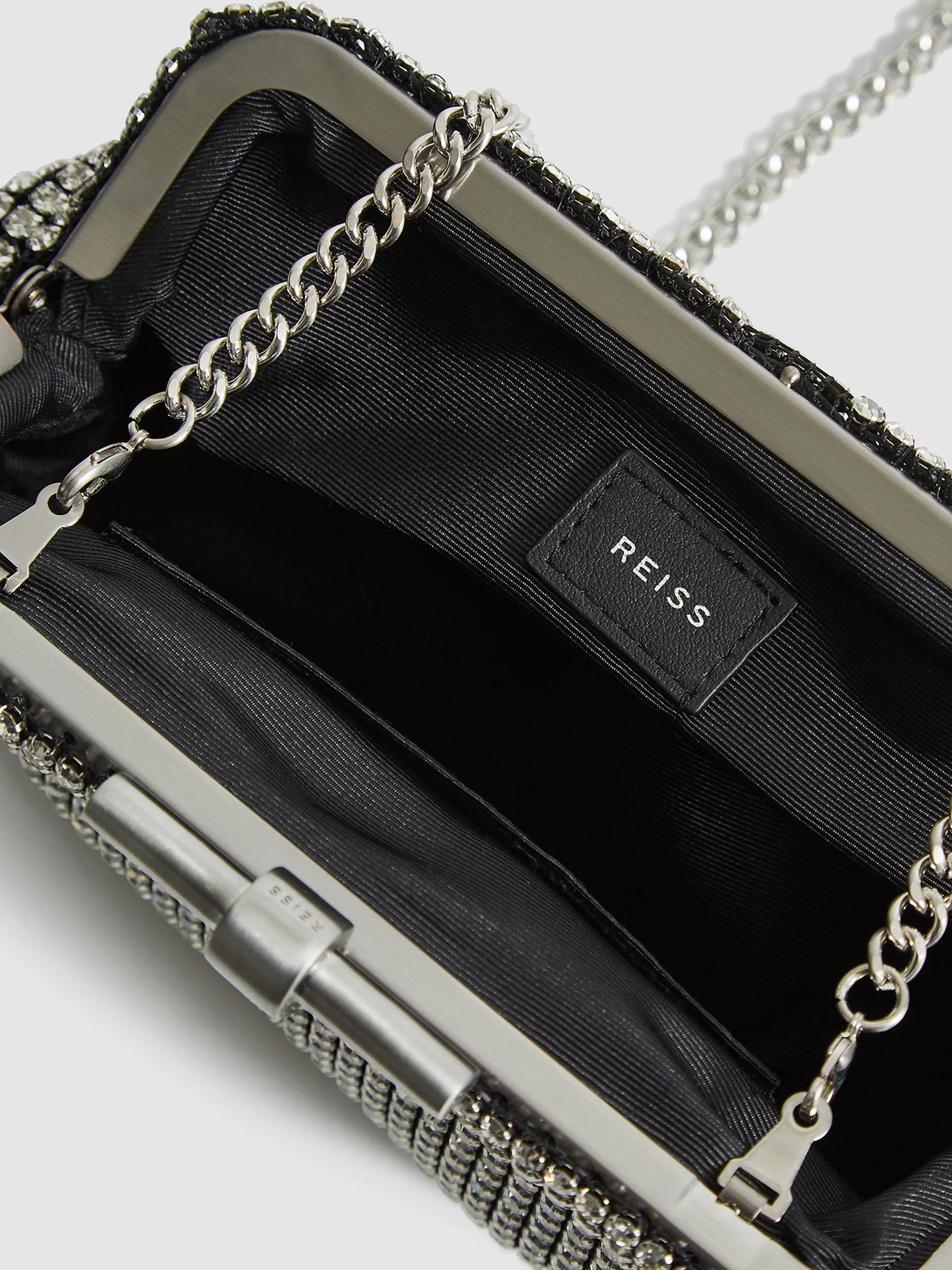 Embellished Clutch Bag in Silver - Image 5 of 9