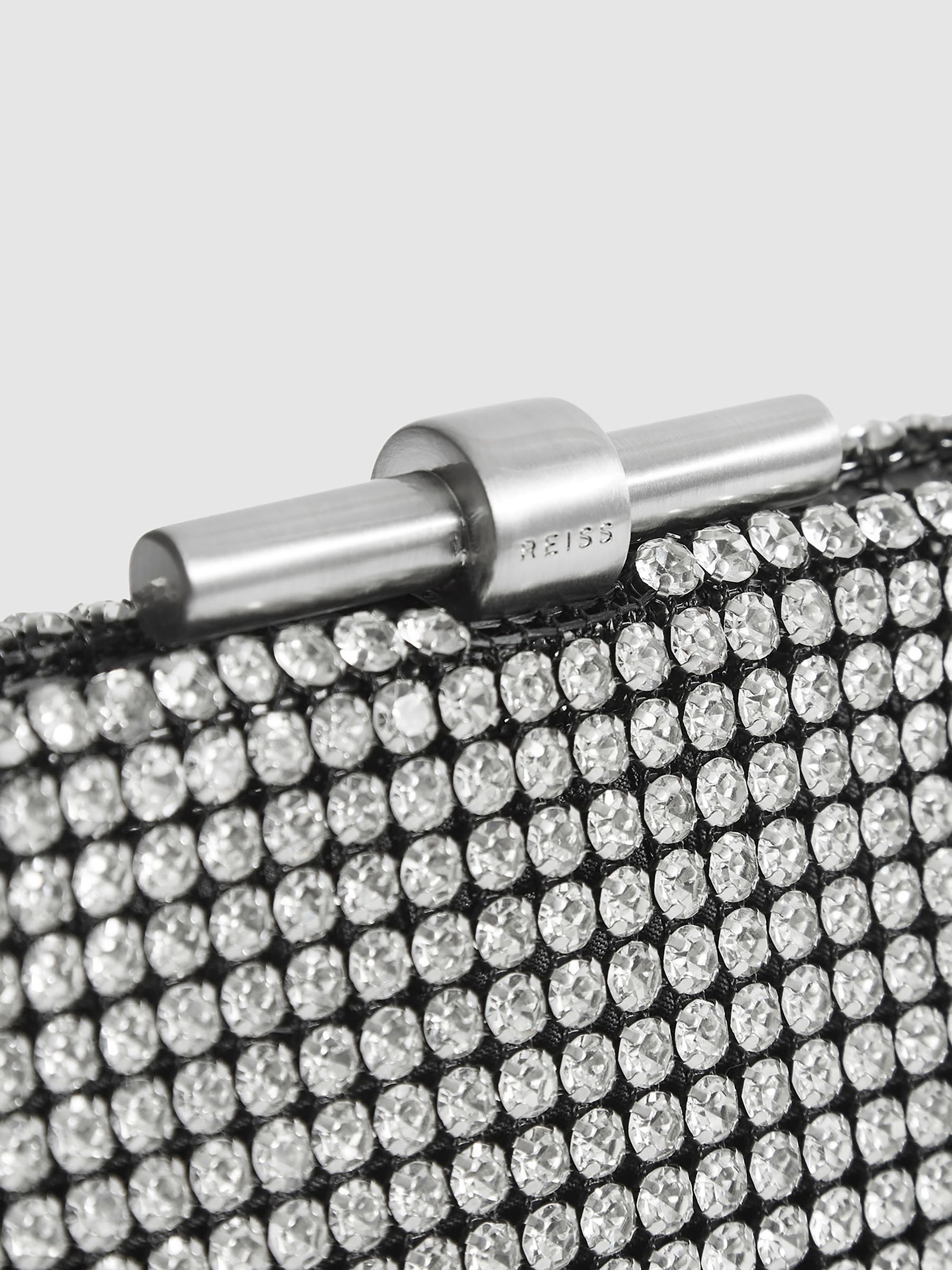 Embellished Clutch Bag in Silver - Image 6 of 9