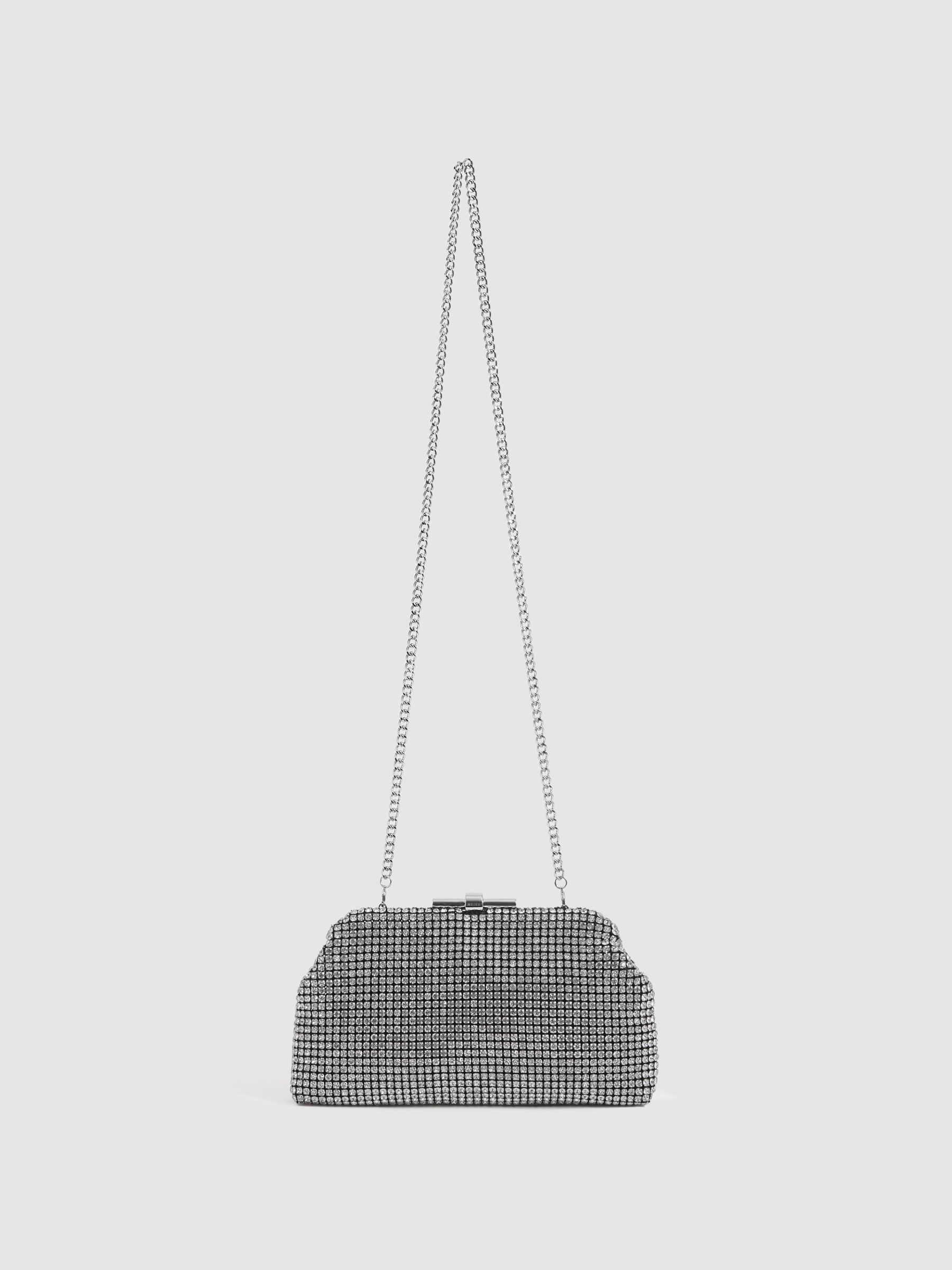 Embellished Clutch Bag in Silver - Image 8 of 9