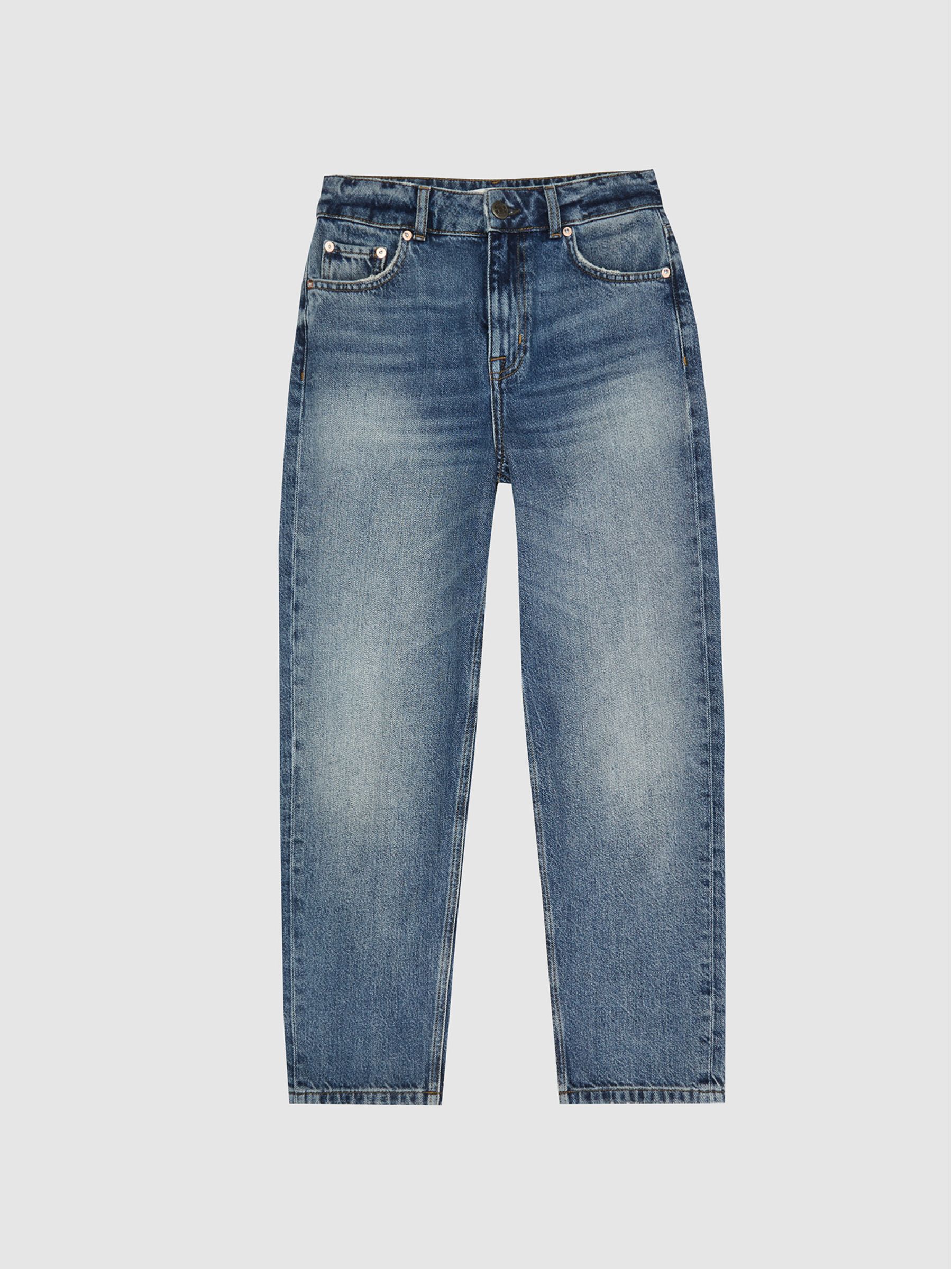 High Rise Straight Leg Jeans in Mid Blue - Image 2 of 5