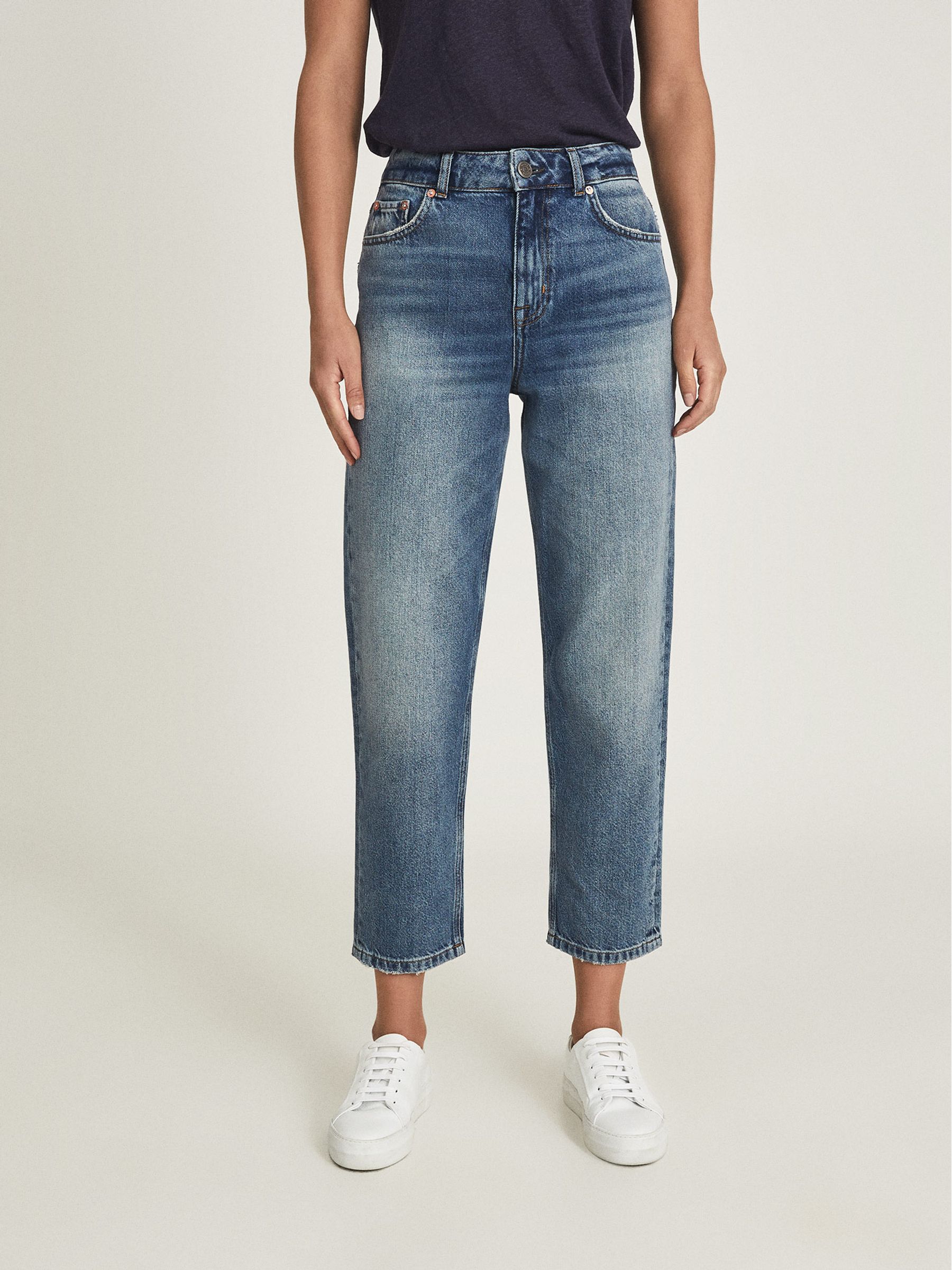 High Rise Straight Leg Jeans in Mid Blue - Image 3 of 5