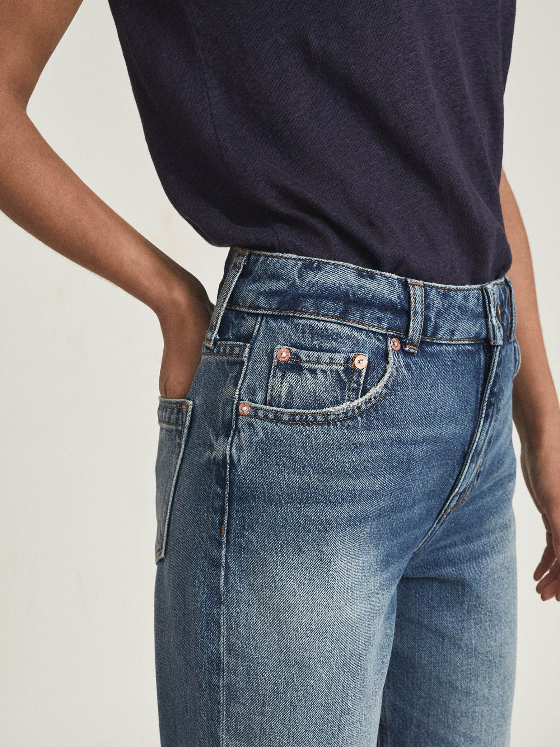 High Rise Straight Leg Jeans in Mid Blue - Image 4 of 5