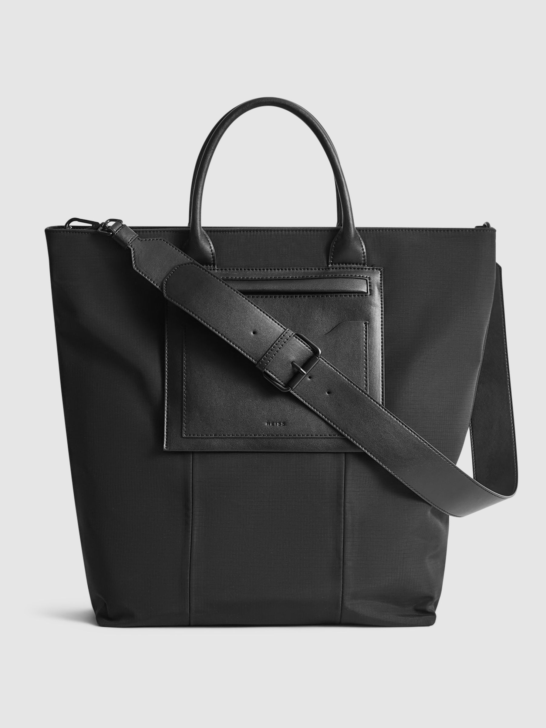 North South Ripstop Nylon Tote Bag in Black - Image 1 of 9